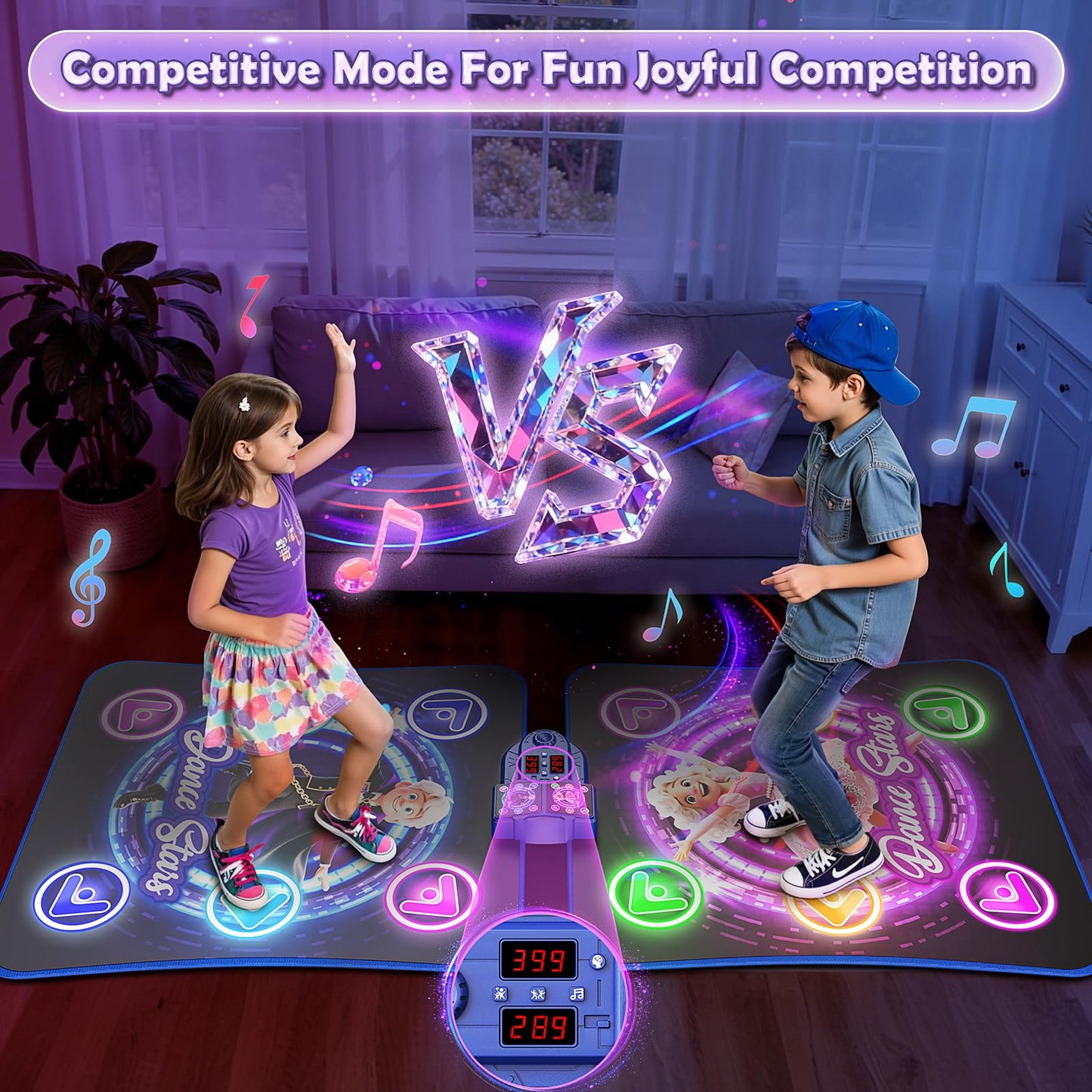 Dance Mat Toys for 3-12 Year Old Girls Boys, Dance Mat for Kids with Light Up 12-Buttons & 5 Game Modes, 2 Player Electronic Dance Pad Toys, Birthday Xmas Gifts for 3 4 5 6 7 8 9 10+ Year Old Kids