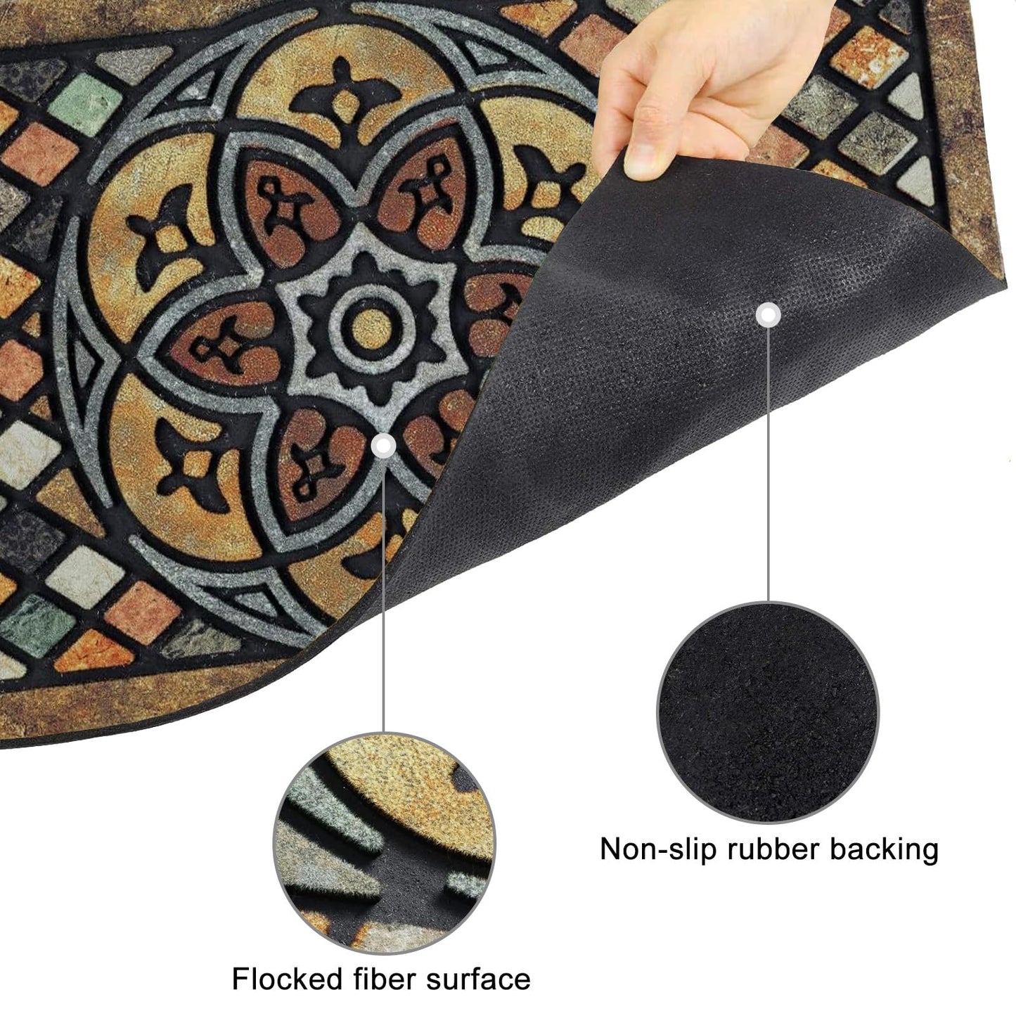 CHICHIC Welcome Door Mat 18 x 30 Inch Front Doormat Outdoors for Home Entrance Outdoors Mat for Outside Entry Way Doormat Entry Rugs, Heavy Duty Non Slip Rubber Back Low Profile, Petal