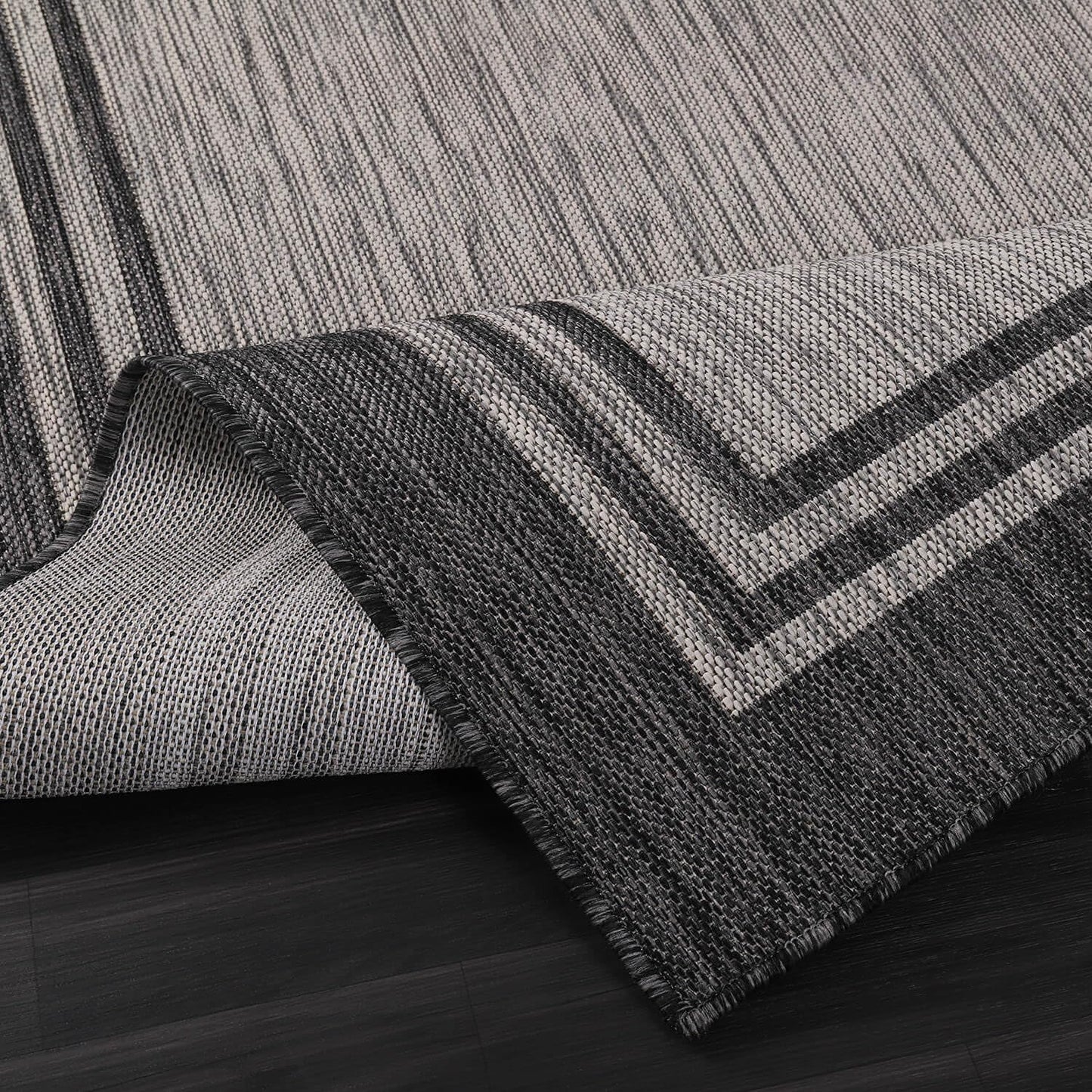 Luul Home Bordered Outdoor Rug 9x12 Washable Outside Carpet for Indoor Patio Porch Waterproof Easy Cleaning Non Shedding Area Rugs Dark Gray 9 x 12