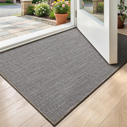 LUMI 17"x30" Ultra Thin Indoor Door Mat, Non-Slip Rubber Dirt Trapper