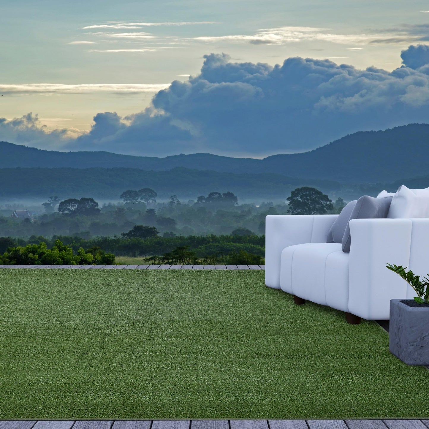 iCustomRug Synthetic Grass Rug – 4 x 12ft Lawn Green Turf Carpet for Patios, Yards, Boats, Camping – Indoor/Outdoor Use
