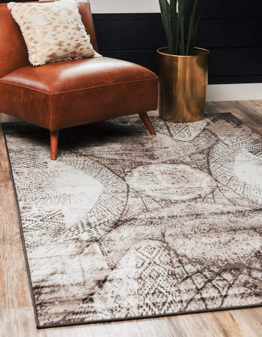 Unique Loom Sofia Collection Area Rug - Albert (6' 1" x 9' Rectangle, Brown/ Ivory)