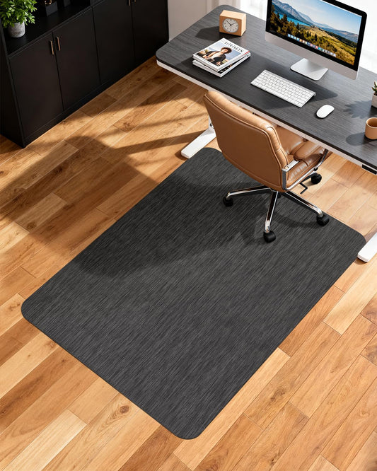 Soimeat Office Chair Mat for Hardwood Floor, 35.4" x 47.2" Non-Slip Desk Computer Chair Mat, PVC Floor Mat for Rolling Chair, Heavy Duty Wood/Tile Floor Protector Desk Rug for Home Office, Black