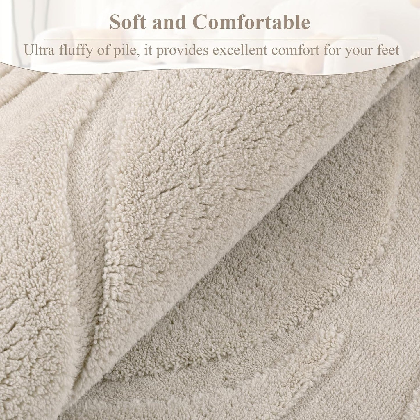 SHACOS Soft Area Rug for Bedroom 4x6 Beige, Washable Non Slip Indoor Rug for Entryway, Fluffy Rugs Carpet for Living Room Kids Nursery Room, Home Decor Aesthetic - Leaf Pattern Design