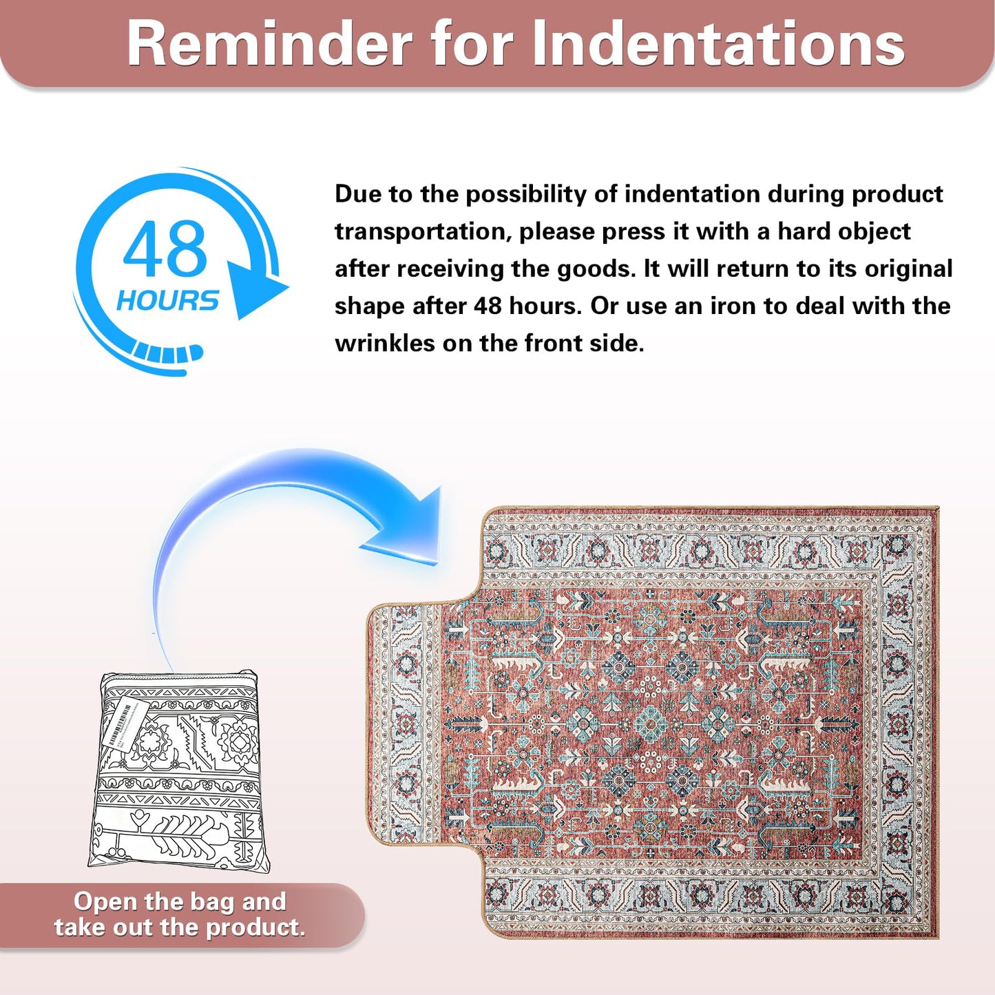 36" X 48" Office Chair Mat for Hardwood and Tile Floors, Under Desk Chair Mat for Carpet Protector Rolling Computer Chairs, Machine Washable Non-Slip Area Rug, Red Brown
