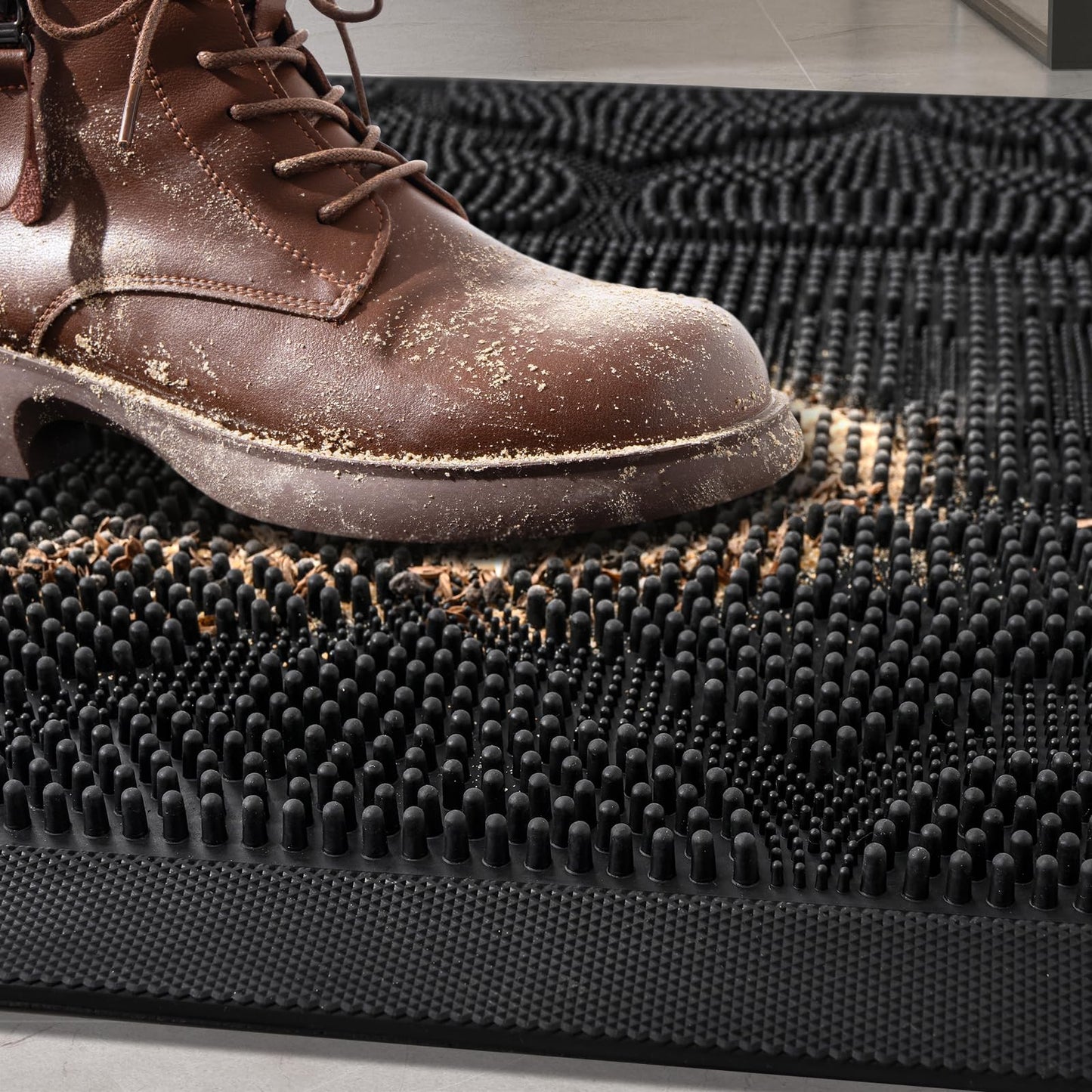 FRAMICS Rubber Doormat 24x36 Inches Heavy Duty - Non-Slip, Waterproof Entry Mat for Outside Front Door, Low Profile Dirt Trapper for All Seasons, Patio, Garage, High Traffic Areas, Black