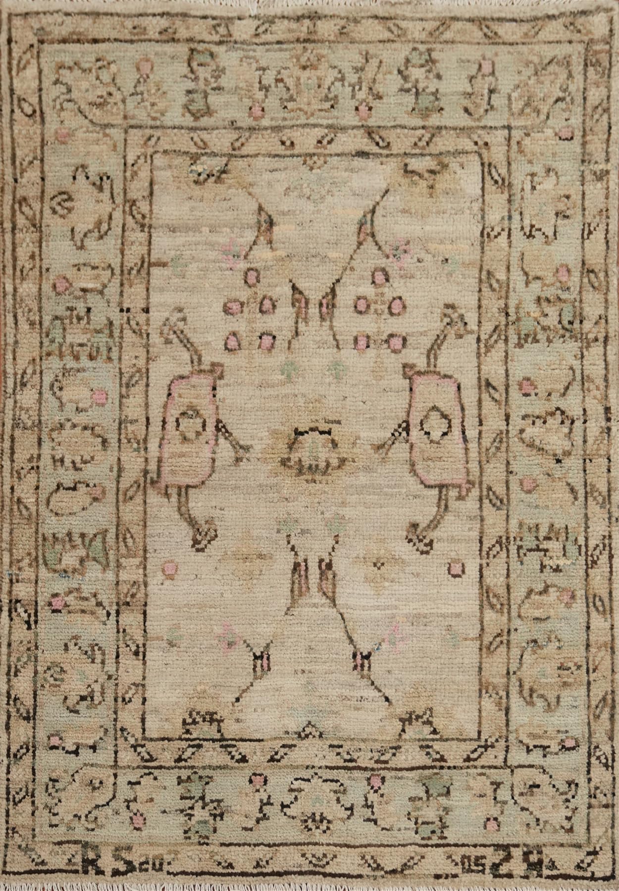 Rug Source Transitional Collection, 3x4 Oushak Rug, Hand Knotted Beige & Ivories All-Over Rug, Oriental 100% Wool Carpet for Foyer, Entryway and Hallway