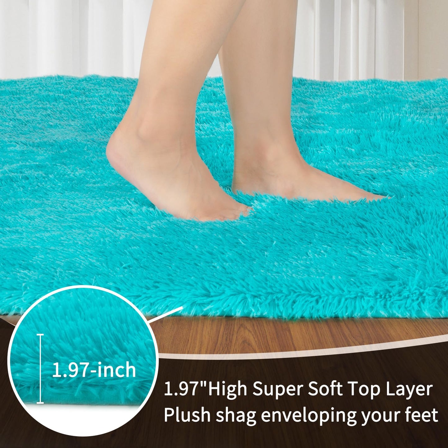 Sour Lemon 8x10 Area Rugs for Bedroom, Living Room Fluffy Rug, Large Area Rug Shag Shaggy Carpet Soft Plush Furry Bedside Rugs, Machine Washable Area Rugs for Kids Girls Boys Home Decor Anti Slip