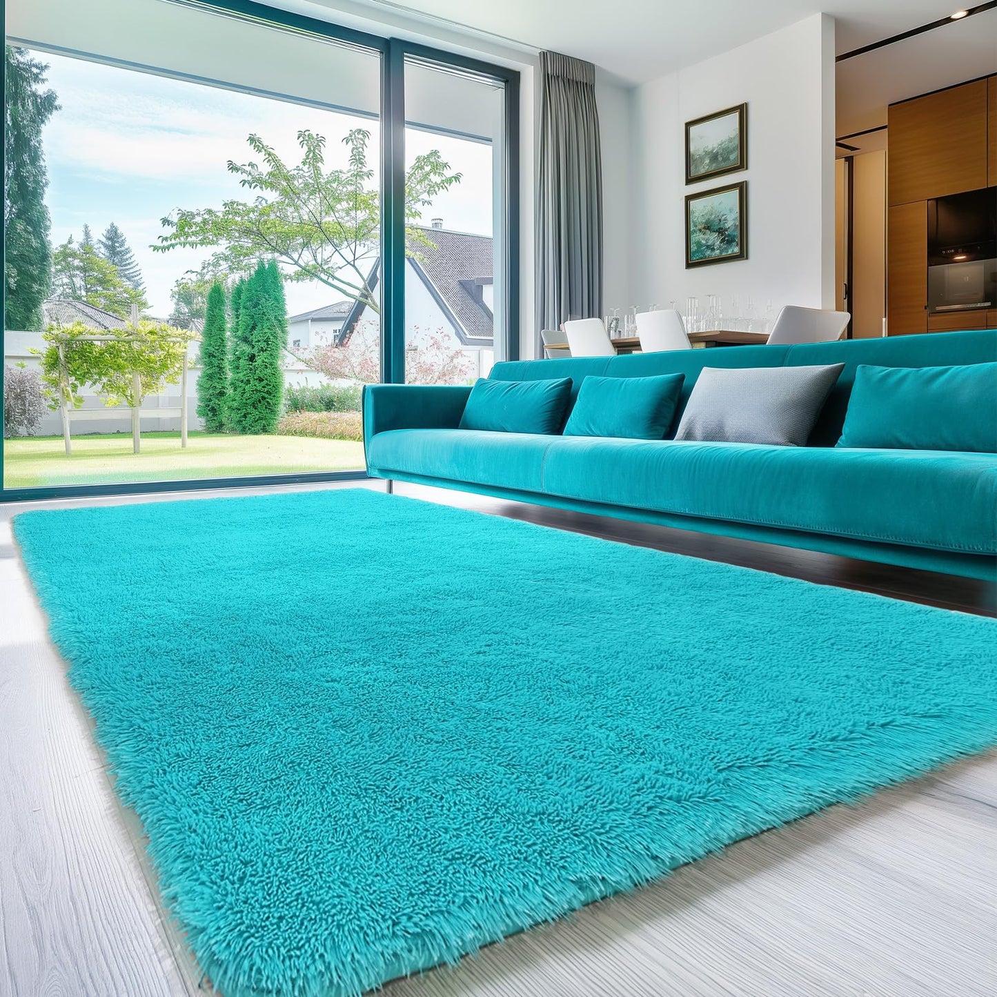 Sour Lemon 8x10 Area Rugs for Bedroom, Living Room Fluffy Rug, Large Area Rug Shag Shaggy Carpet Soft Plush Furry Bedside Rugs, Machine Washable Area Rugs for Kids Girls Boys Home Decor Anti Slip
