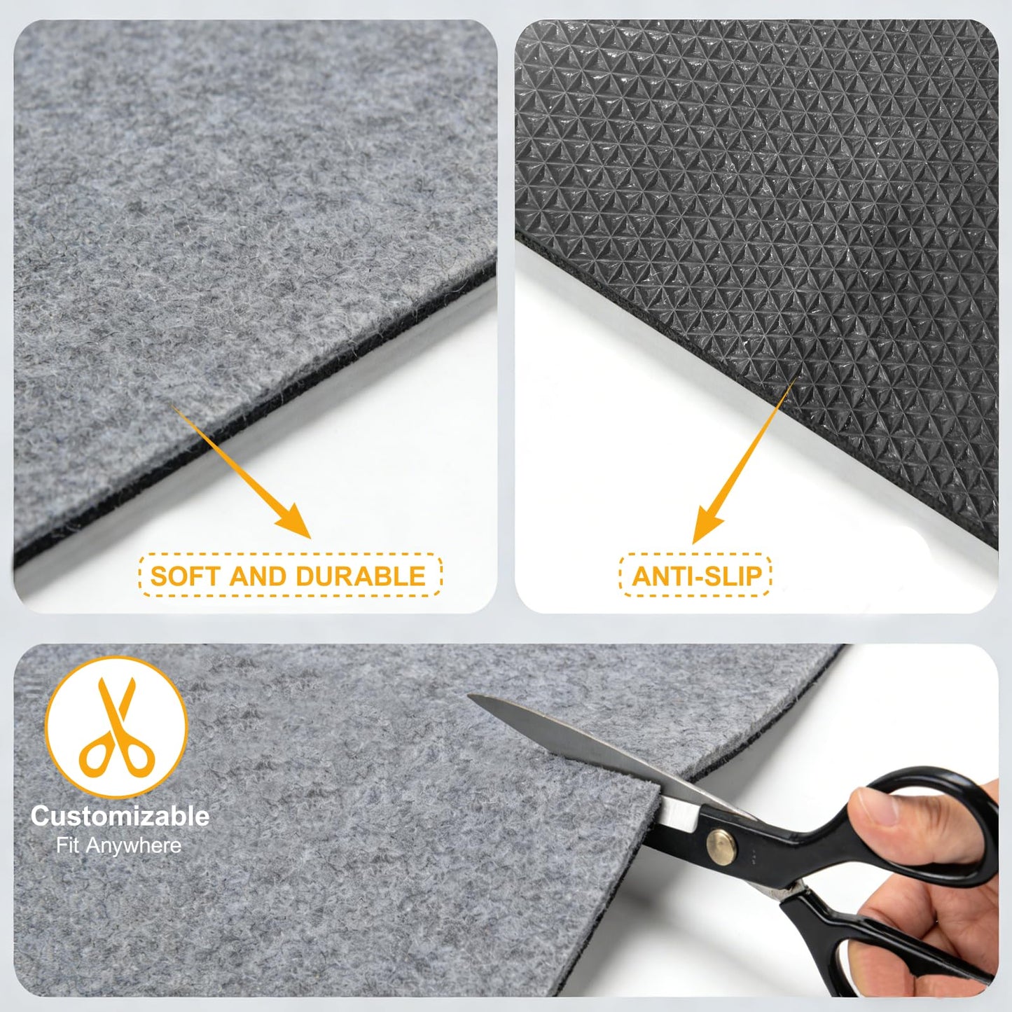 Non Slip Felt Rubber Rug Pad, Thick Felt Rug Pads for Hardwood Floors, Under Area Rugs Protective Cushion Pads for Carpet, Felt and Rubber Underpad for Home Place Surface Safe (Grey, 5' x 7')