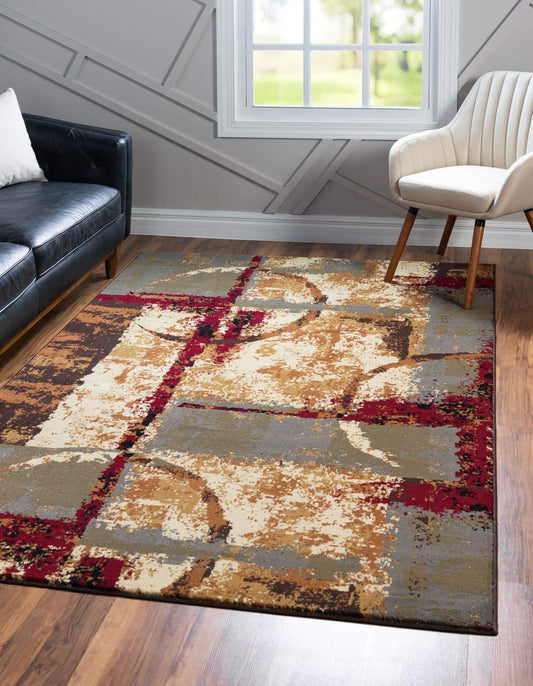 Unique Loom Barista Collection Area Rug - Catuai (7' 1" x 10' Rectangle, Multi/ Brown)