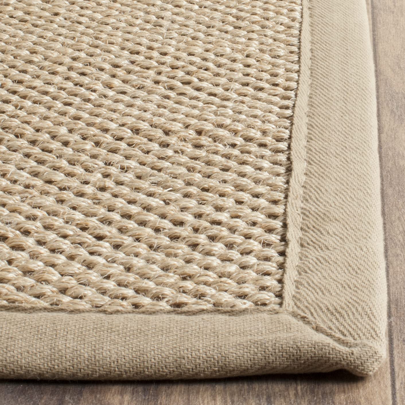SAFAVIEH Area Rug 6x8 Oval - Natural Fiber Collection - Maize & Linen Color, Sisal, Woven Design with Border (NF141B)