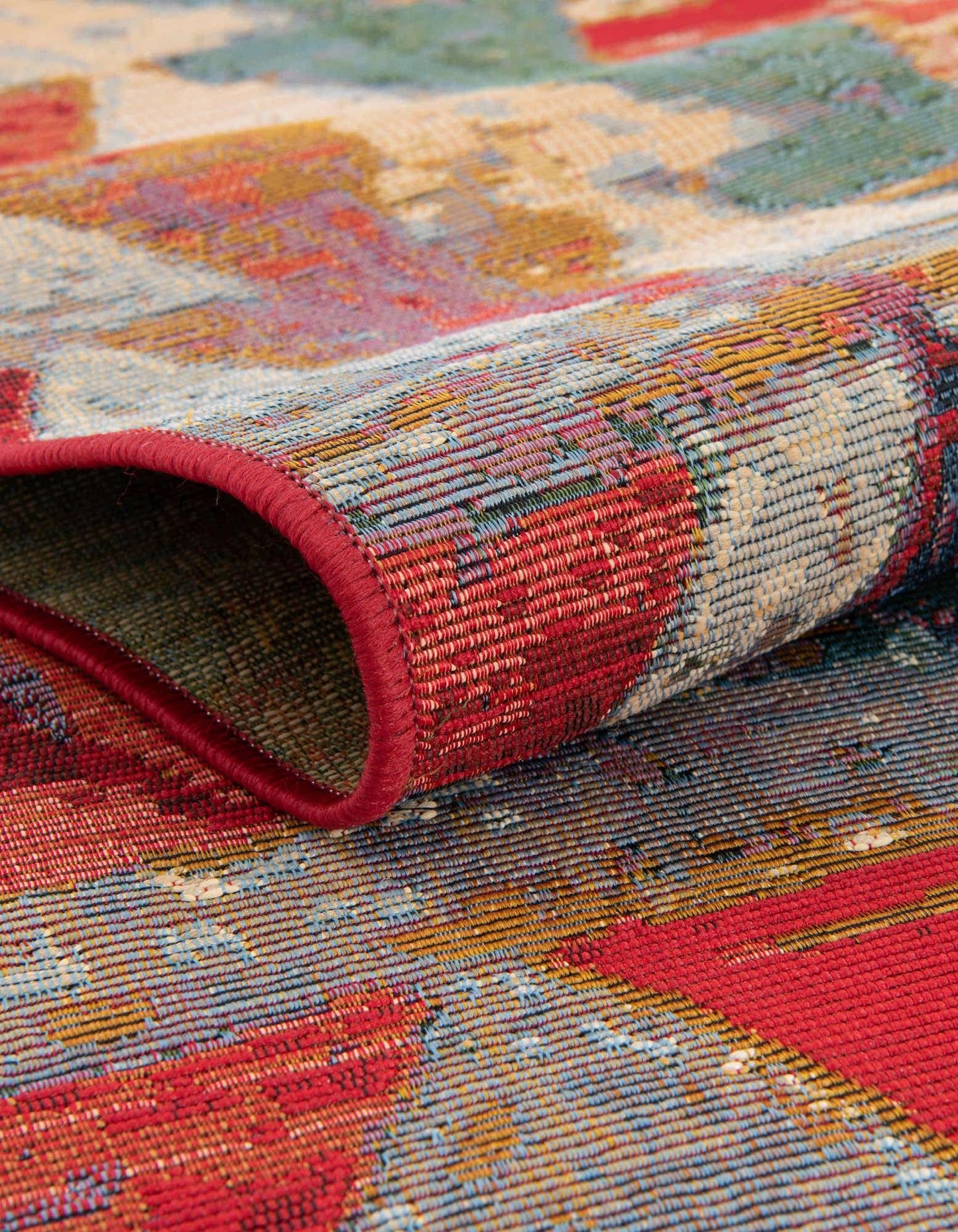 Unique Loom Outdoor Modern Collection Area Rug - Tamarindo (4' 1" Octagon Multi/Burgundy)