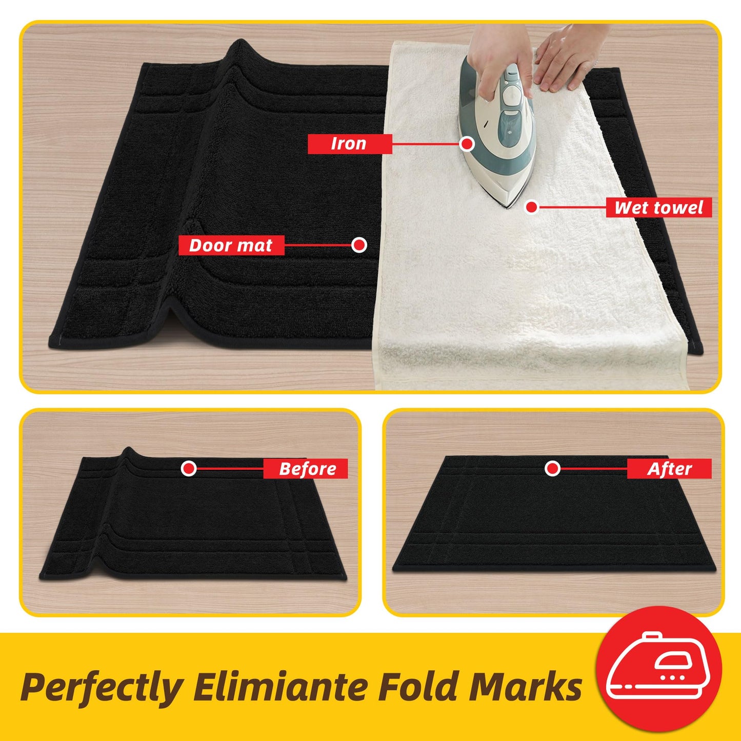 JSEI Door Mat for Entrance, Washable Low Profile Doormat for Front Door & Back Door, Absorbent Entryway Rugs with TPR Non-Slip Backing for Wet Shoes & Dirty Paws, 24" x 36", Black
