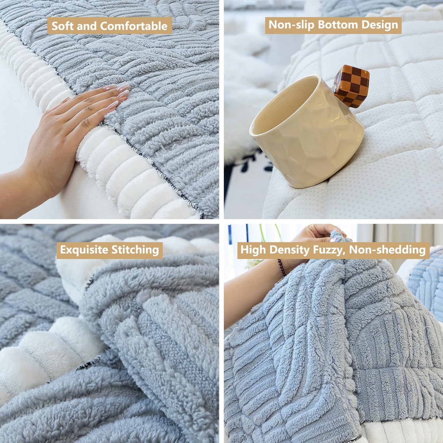 XFEXM Couch Cover for Dogs, Washable Non-Slip Pet Sofa Protector, Soft Sofa Slipcovers Cushion Protector for Dogs and Cats. (Light Gray, 27.6" x 59.06" x 1.5")