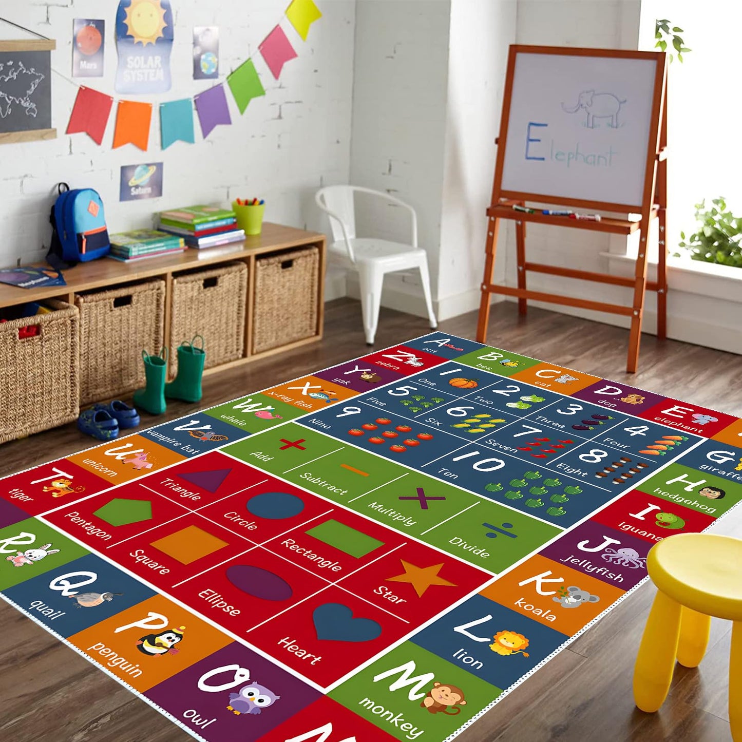 SAMESIEG ABC Educational Area Rug - Alphabets Numbers Fun Kids Game Rug Carpet - Cartoon Pattern Floor Mat Crawling Mat for Children's Room Playroom Bedroom Nursery