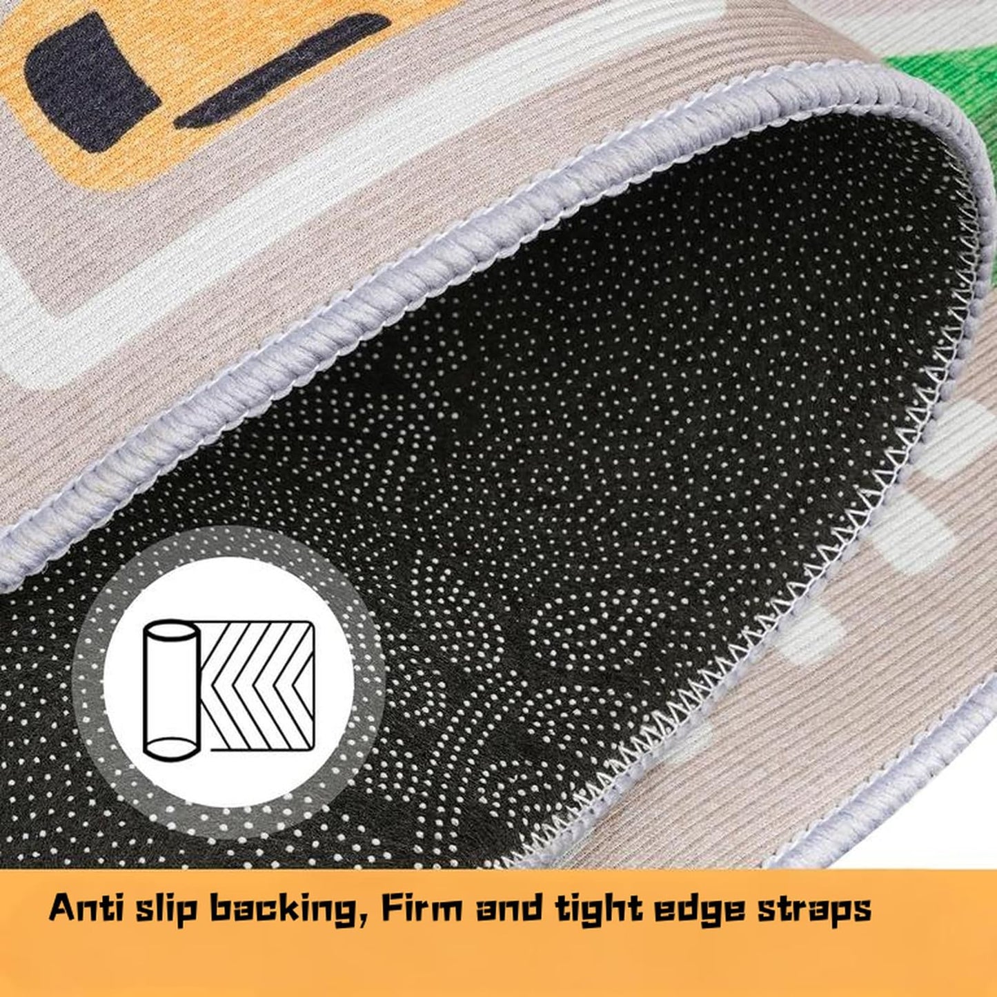 Jngred Kids Car Rug Playmat with Non-Slip Rubber Backing，Car City Life Road Carpet，Child Car Traffic Rugs ，Train Track Play Mat(80×120cm/32×47in)