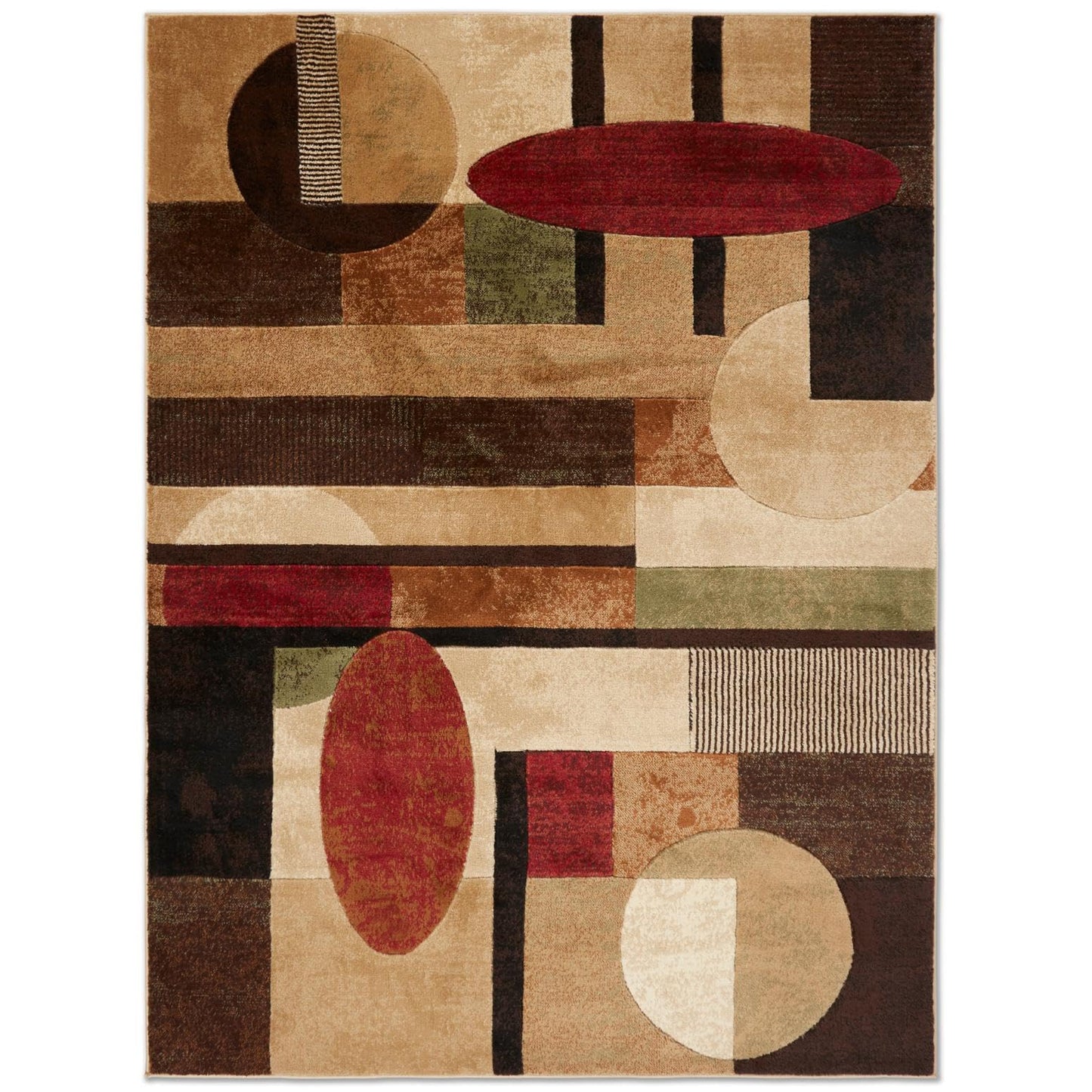 Home Dynamix Tribeca Jasmine Modern Area Rug, Abstract Brown/Green 5'2"x7'2"