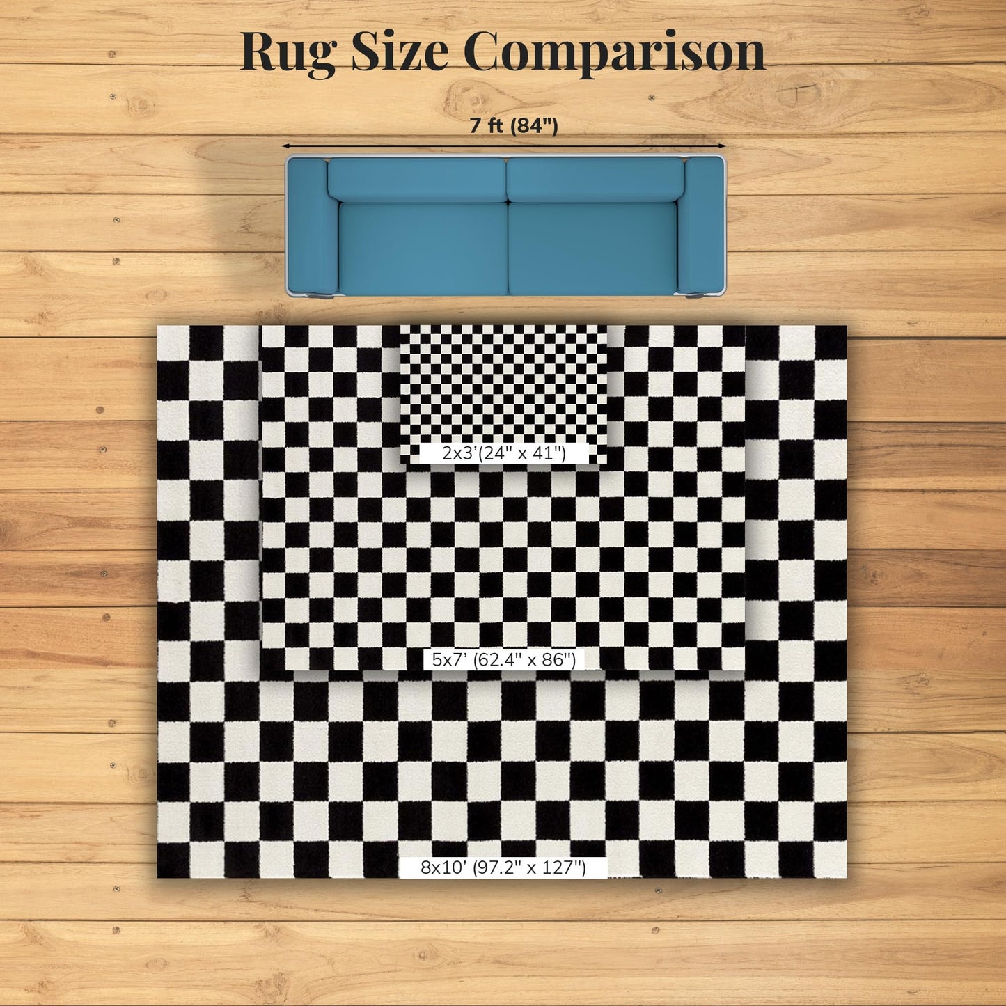LUXE WEAVERS Geometric Checkered Black and White 5x7 Area Rug