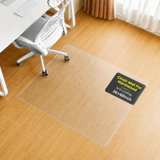 PEADEEAS Office Chair Mat for Hardwood Floor, 36" x 48" Clear Frosted PVC Chair Mat, 1.5mm Heavy Duty Floor Protector for Rolling Chairs, Wood and Tile Floors, Home Office