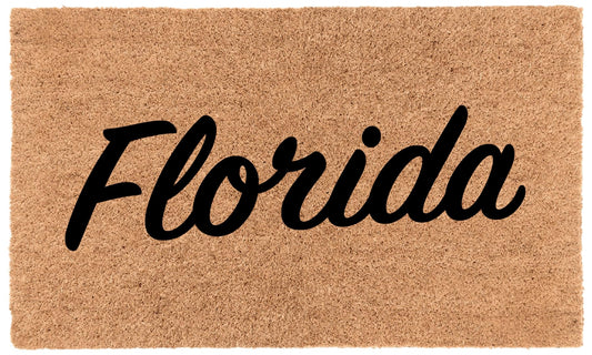 COCO MATS 'N MORE USA States Coir Doormat – Durable Natural Fiber Welcome Mat Outdoor for Every State Design, Stylish Front Door Mat, Heavy Duty Outdoor Doormat for Entryway| Florida | 14" X 22"