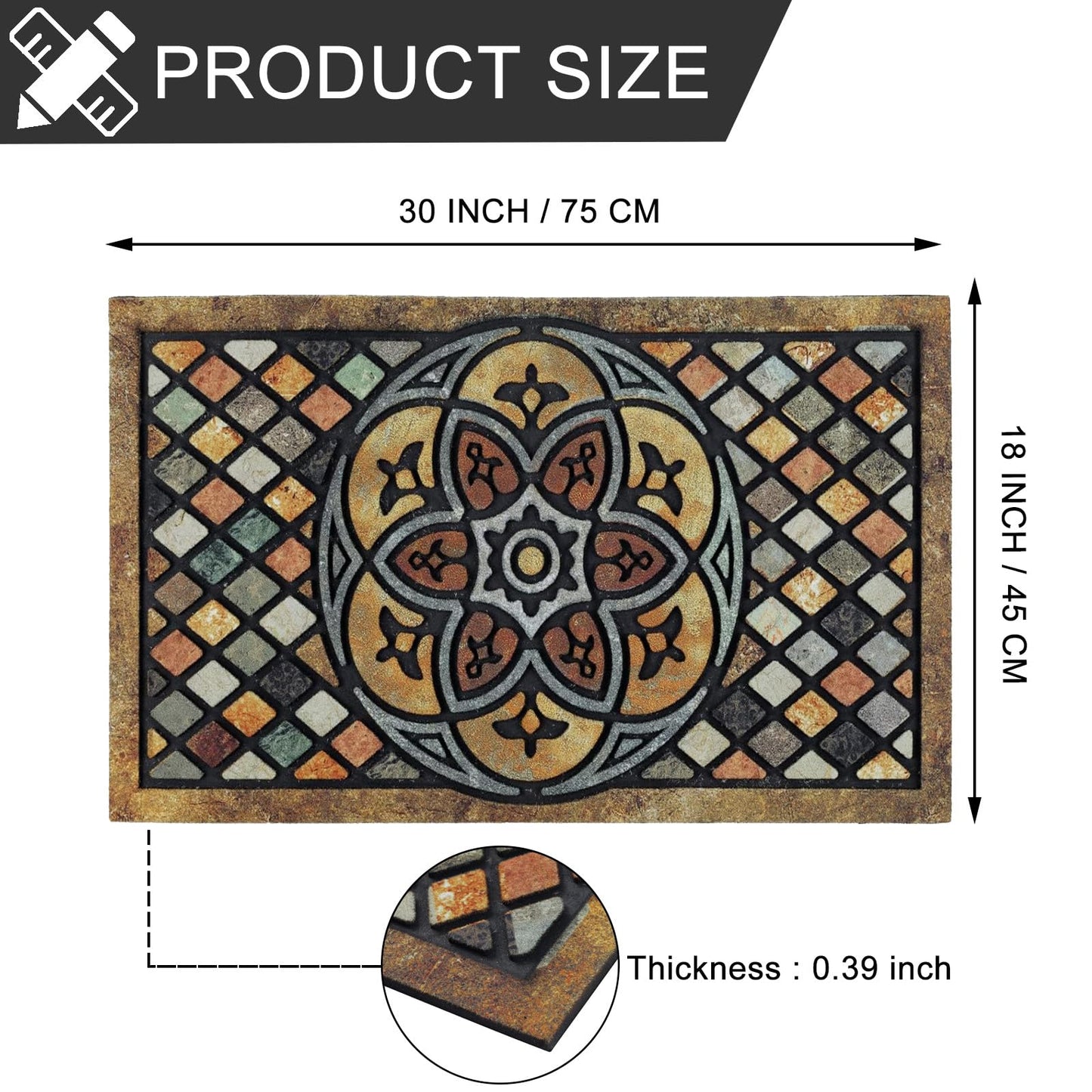 CHICHIC Welcome Door Mat 18 x 30 Inch Front Doormat Outdoors for Home Entrance Outdoors Mat for Outside Entry Way Doormat Entry Rugs, Heavy Duty Non Slip Rubber Back Low Profile, Petal