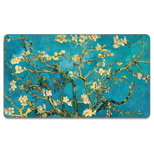 Rnivvi Front Door Mat, 30"x17" Flower Theme Indoor Outdoor Welcome Mat, Heavy Duty Low Profile Anti-slip Entryway Rug for Home Entrance, Floor, Patio Entry, Mud Room, Cute Van Gogh Almond Tree Doormat