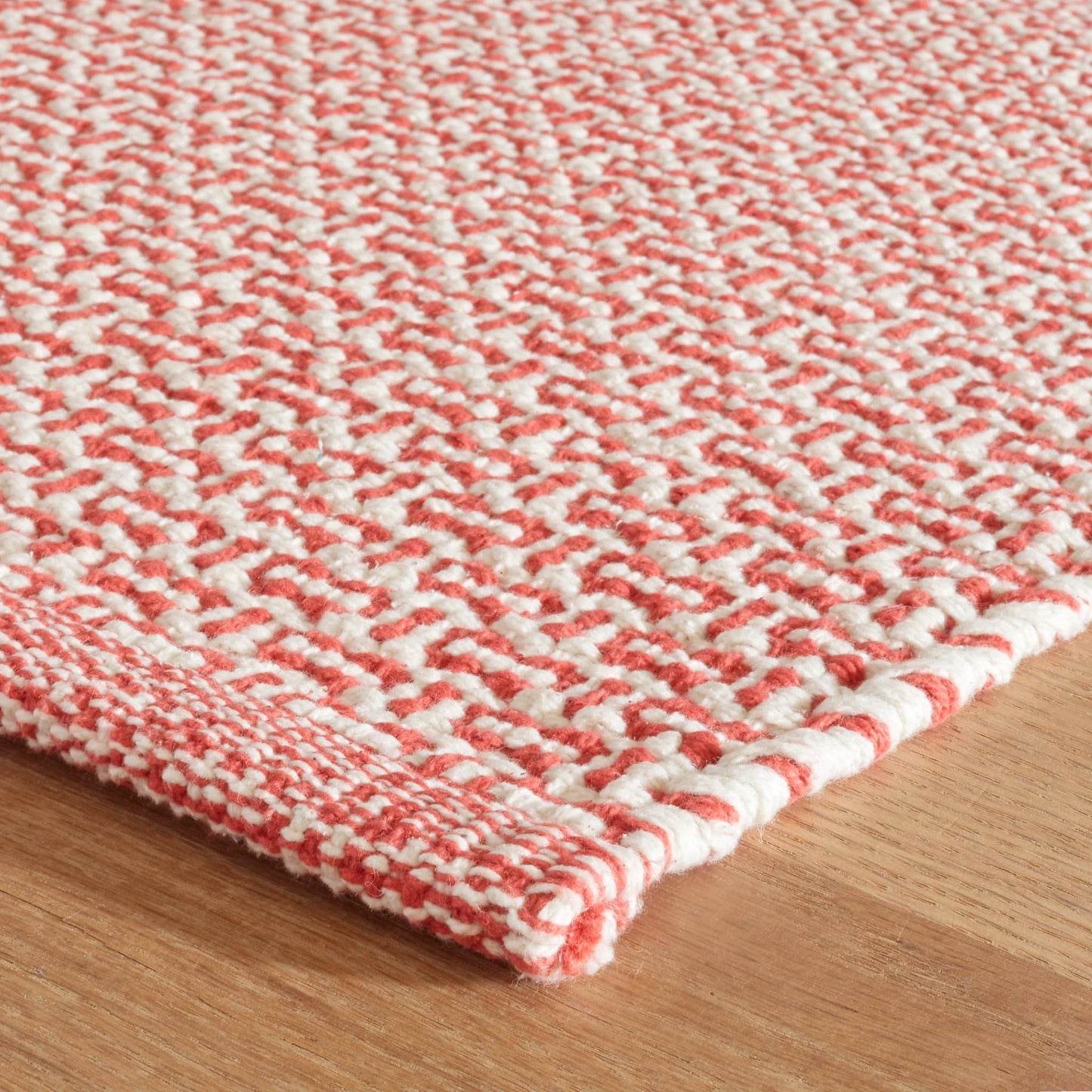 Dash & Albert x Kit Kemp Miss Muffet Paprika Handwoven Cotton Rug, 2 X 3 Feet, Red Geometric Pattern - Premium Luxury Hotel Quality Soft Breathable Hypoallergenic Machine Washable Easy Care All