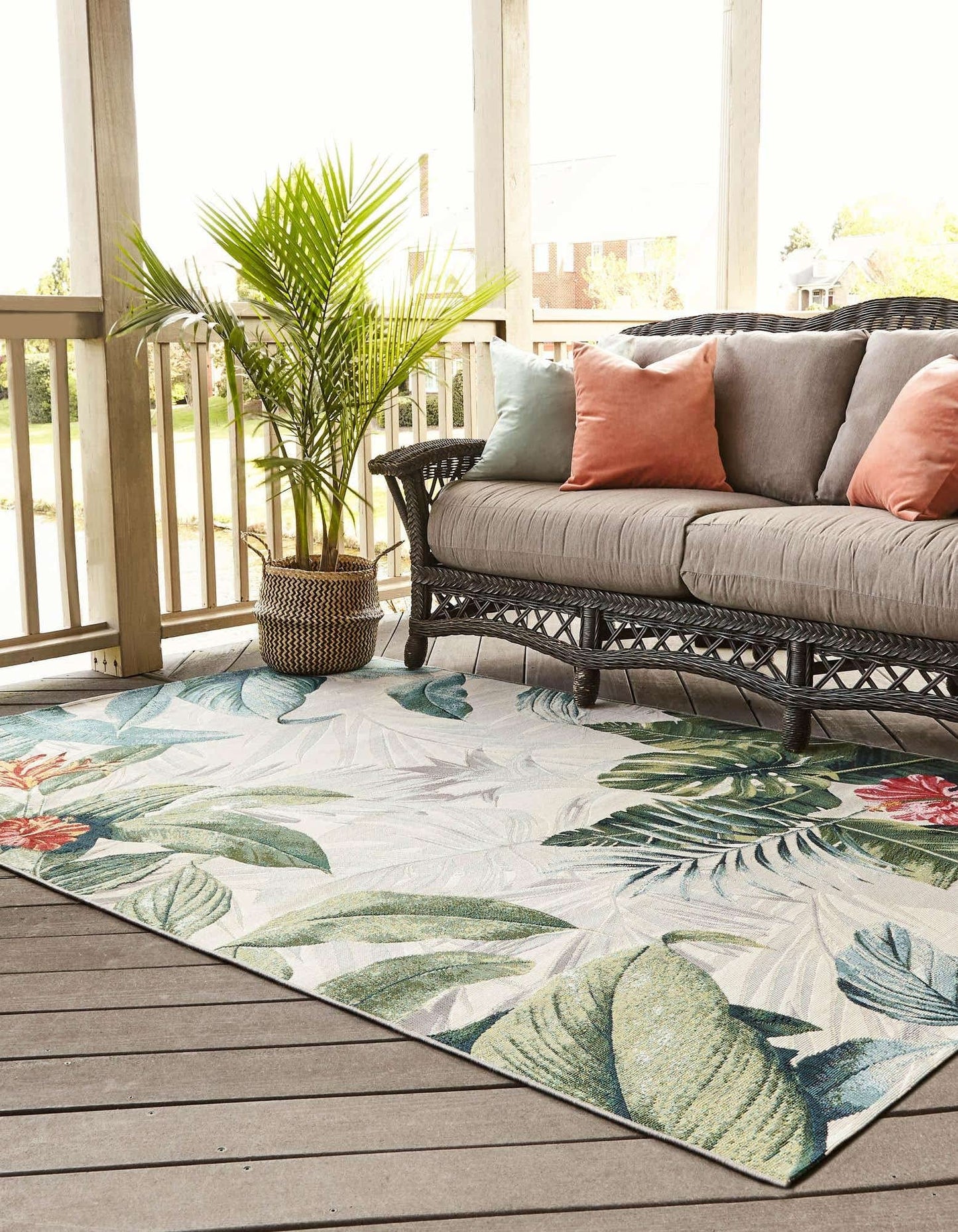 Unique Loom Outdoor Botanical Collection Area Rug - Kula (3' 3" x 5' 3" Rectangle, Multi/ Gray)