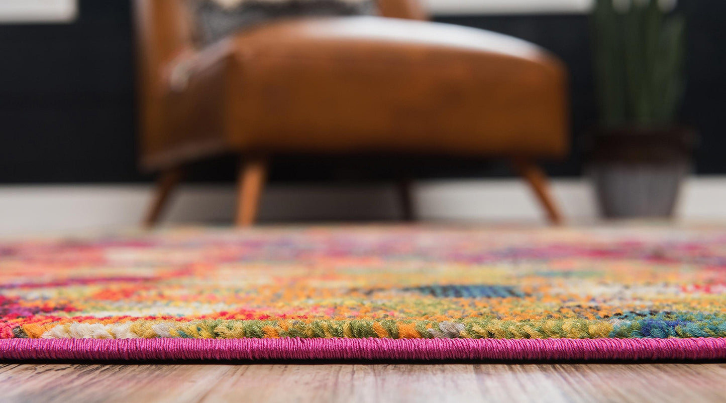Unique Loom Jardin Collection Colorful, Vibrant, Abstract, Modern Area Rug (5' 0 x 8' 0 Rectangular, Multi/ Blue)