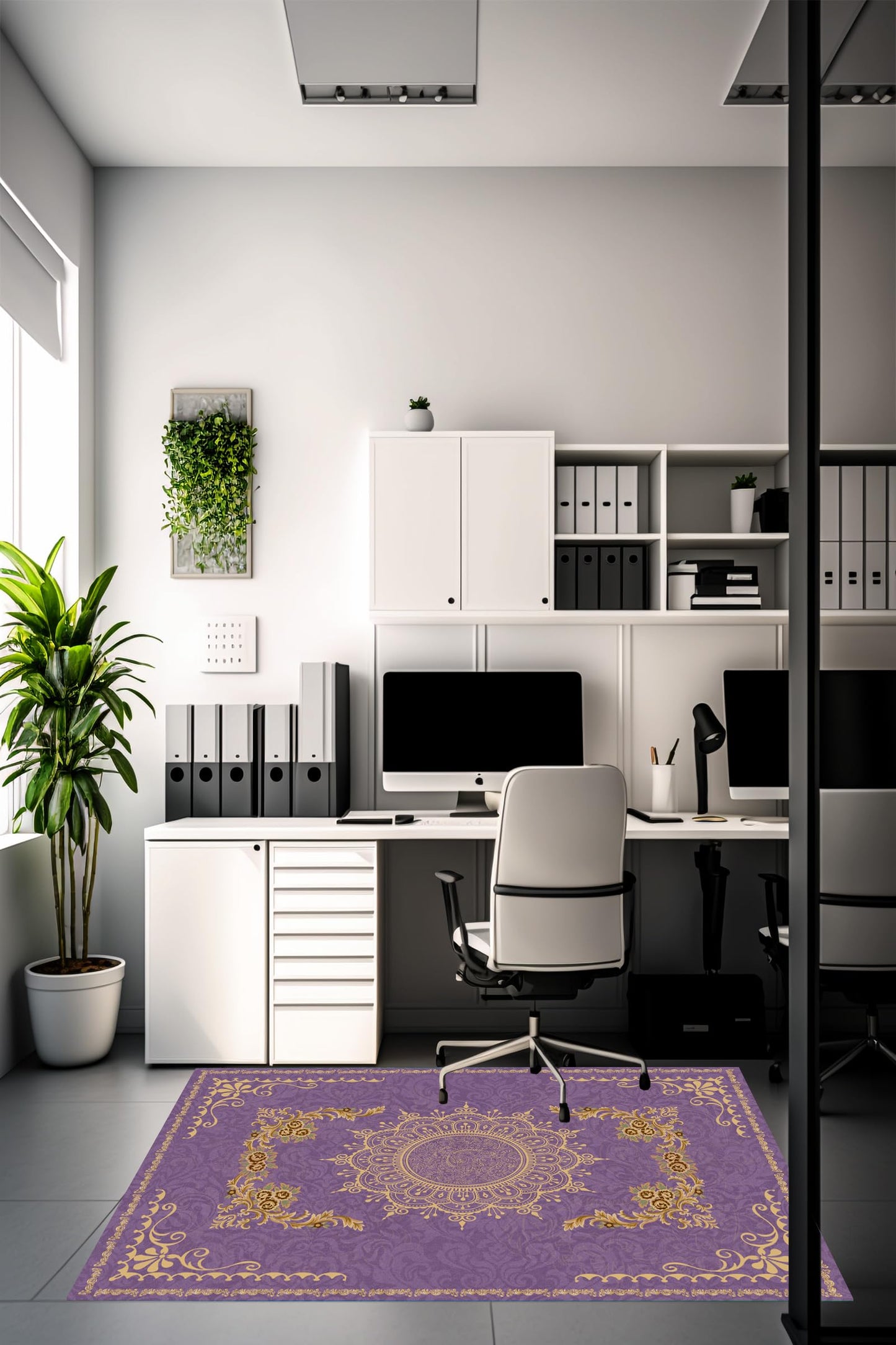 BYINGWD Chair Mat for Hardwood Floor, Office, Carpet, Desk, Computer, Gaming, Under Desk Rug Protector, Purple, 48"x60"