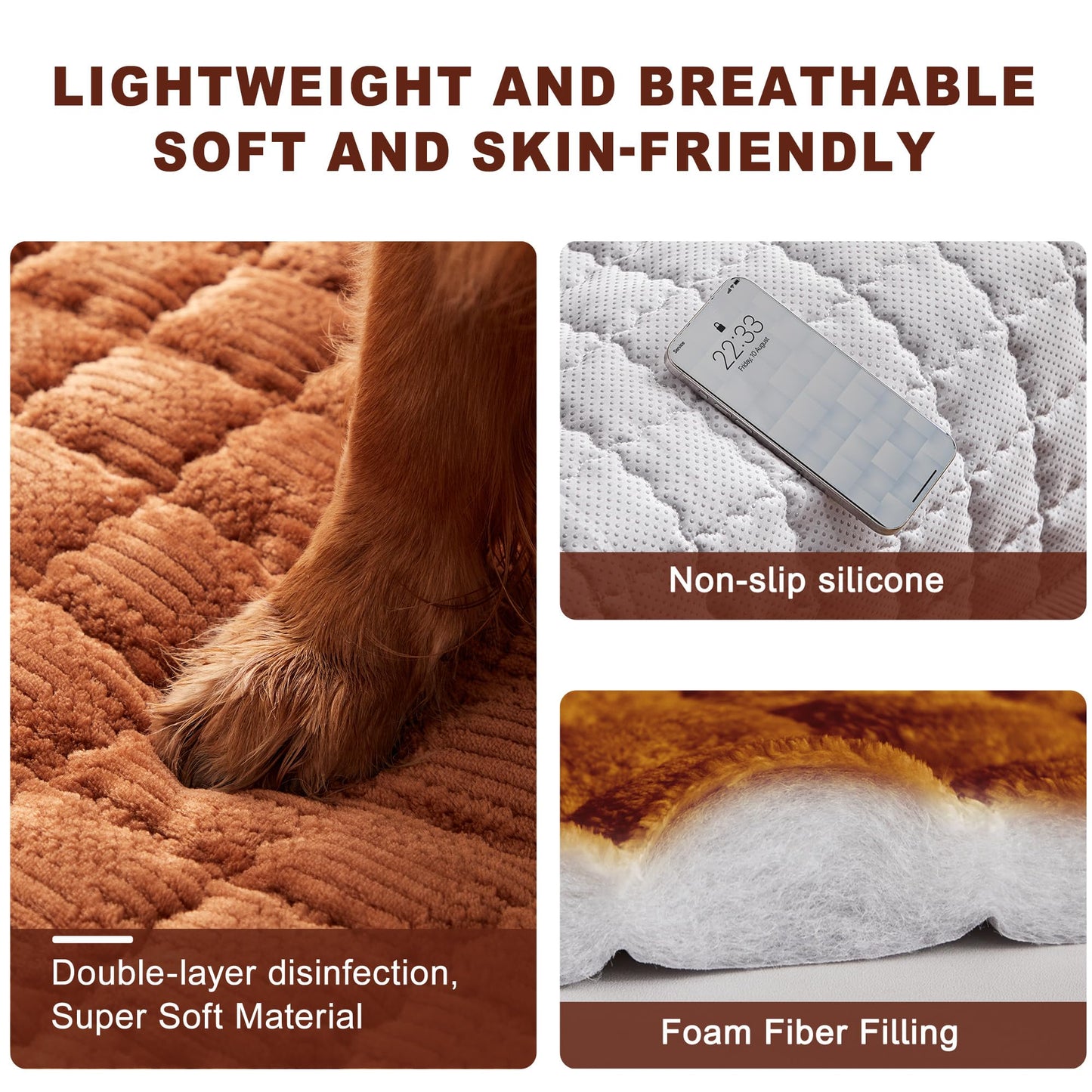YJSMMXY Couch Cover for Dogs Washable,Anti-Slip Back Cat Mat Pet Pad Blanket for Furniture Protector,Fuzzy Pet Sofa Cover for 3 Cushion Couch Sofa Pets Friendly (Curry, 1pc/27.6"x59"/Seat Cover)