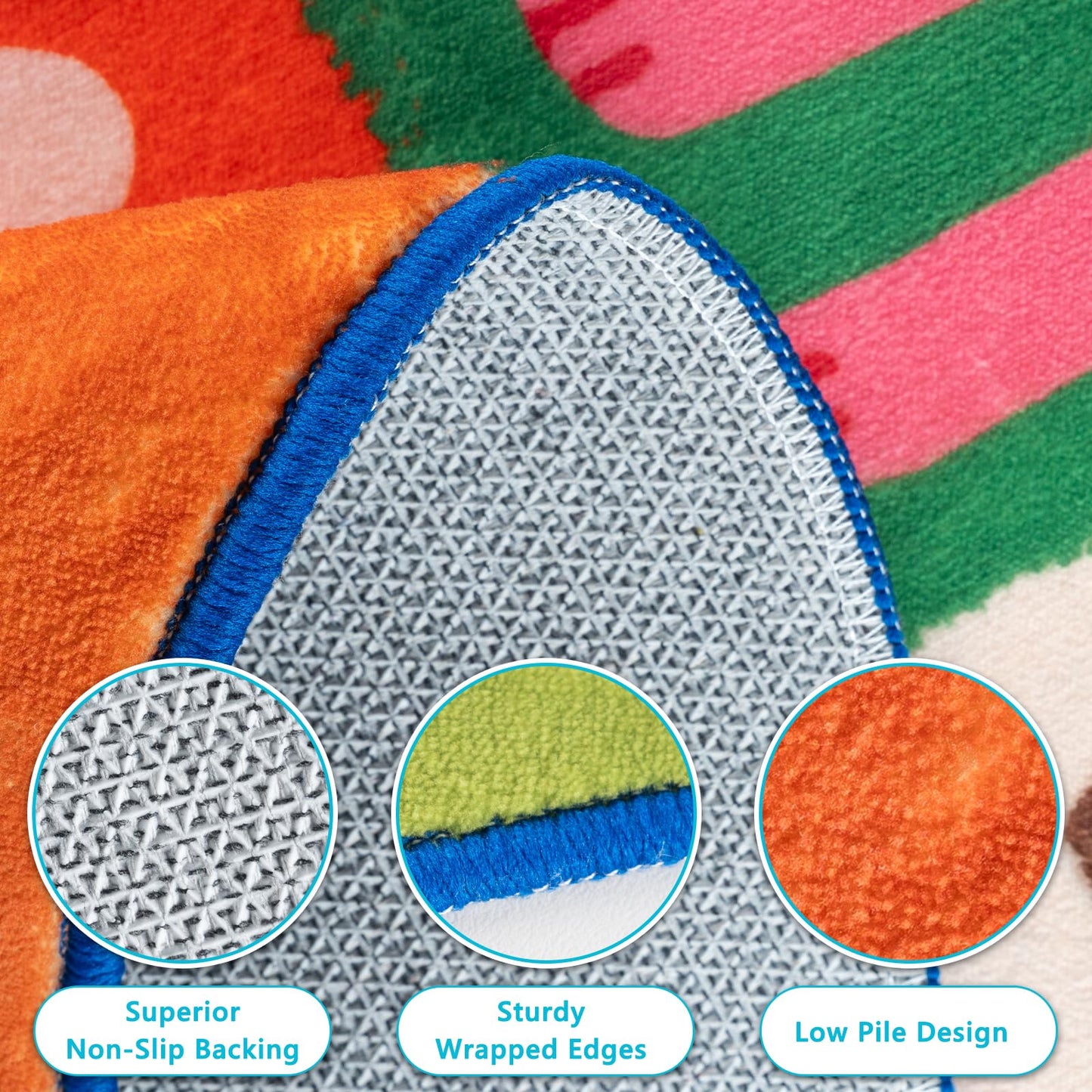 Kids Rugs for Playroom,3x5 Feet Upgrade Ultra Non Slip Area Rug, Washable Play Mat Rug Cute Animal Carpet for Classroom Toddler Nursery Kids Room Decor