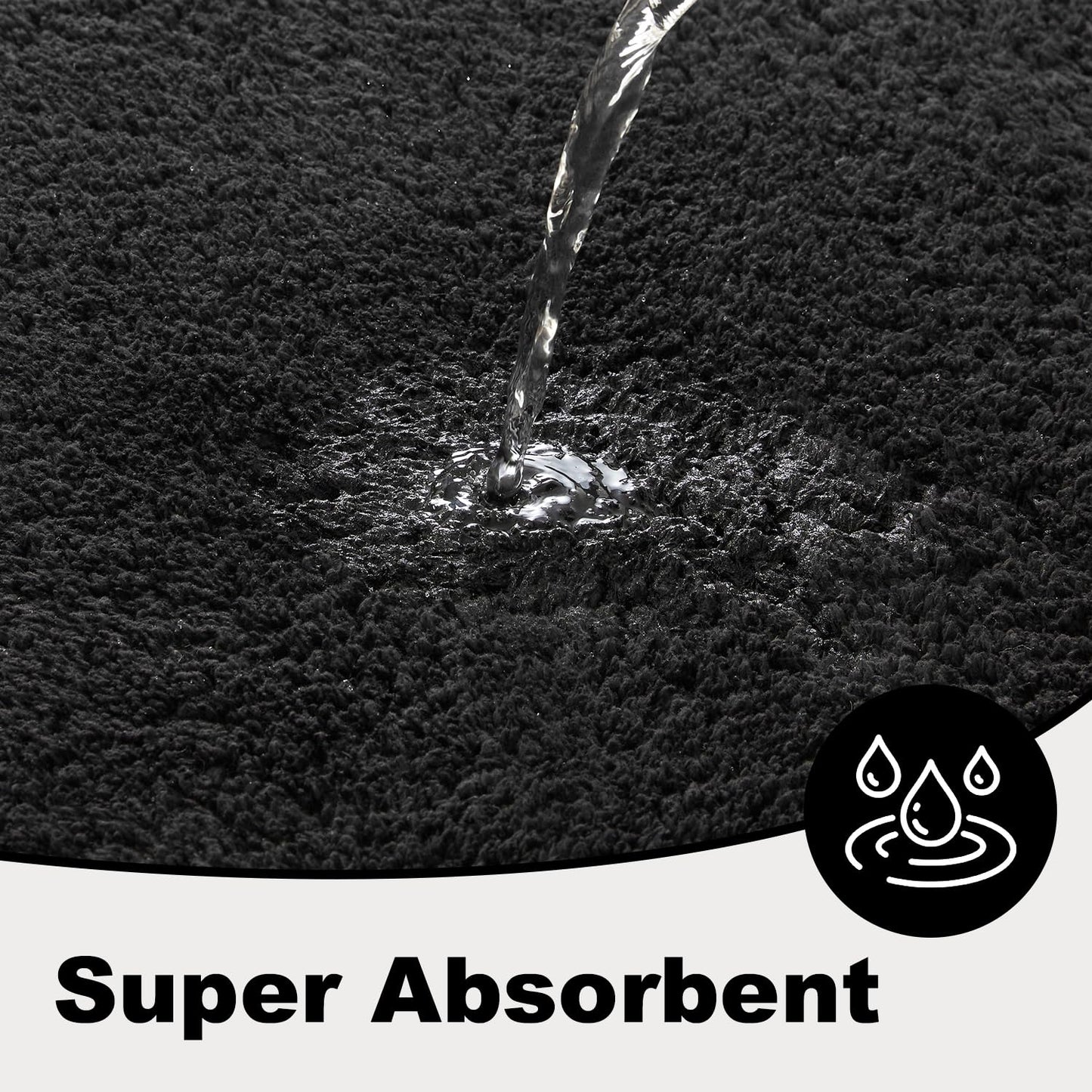 TYUU Black Bathroom Rug, Ultra Soft Bath Rugs Non Slip Washable, Super Absorbent Quick Dry Bath Mat with Rubber Backing for Bathroom Floor, Shower, or Sink, Black 20" x 30"
