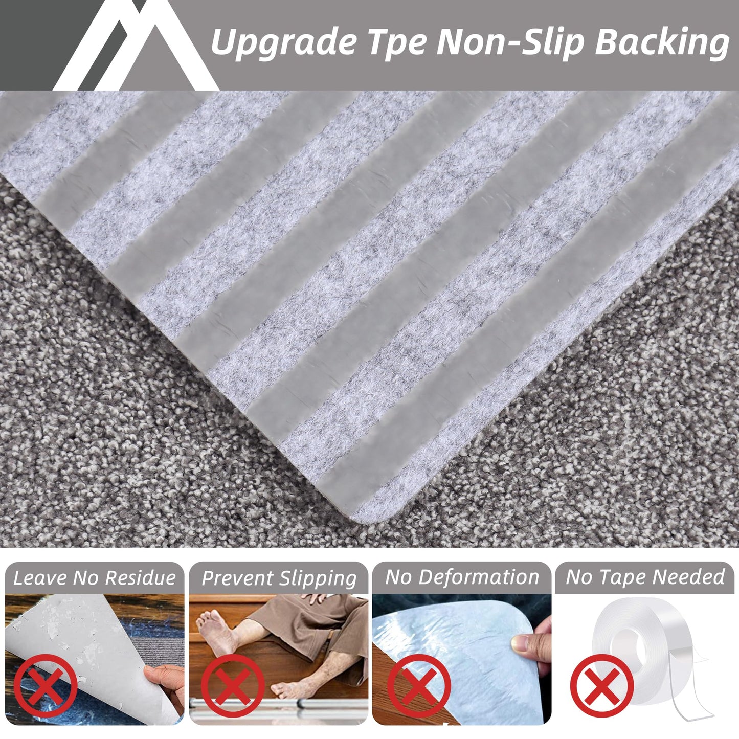 COSY HOMEER Stair Treads Non-Slip Carpet Mat 28inX9in Indoor Stair Runners for Wooden Steps, Stair Rugs for Kids and Dogs, 100% Polyester TPE Backing 10pcs,Grey,Protect Floor