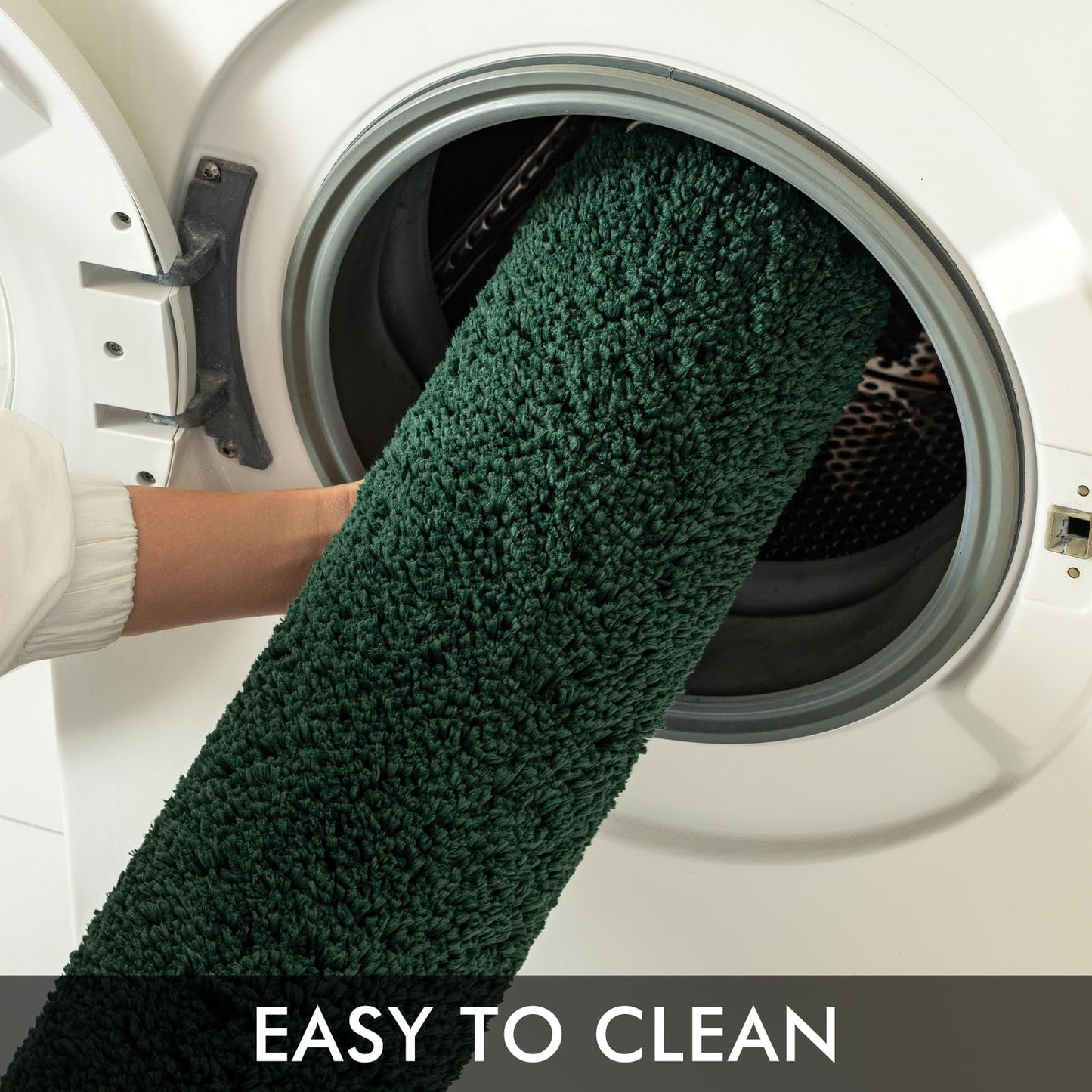 MIULEE Dark Green Bathroom Rugs Set 2 Piece, Soft Absorbent Microfiber Bath Mat Set, Non Slip Quick Dry Machine Washable Plush Shaggy Bath Rugs for Bathroom Floor, Tub and Shower, 16x24 inches