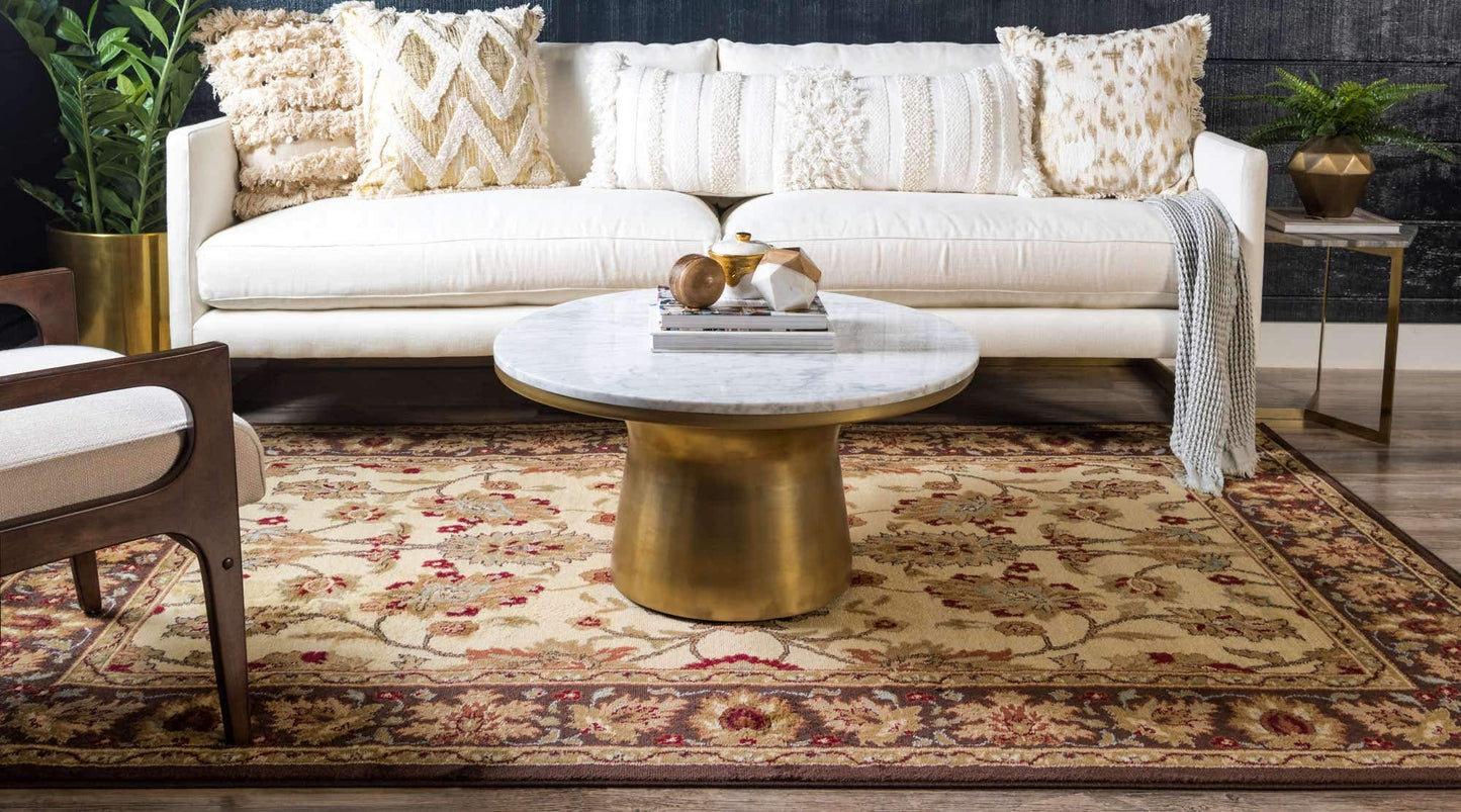 Unique Loom Voyage Collection Traditional Oriental Classic Intricate Design Area Rug (9' 0 x 12' 0 Rectangular, Ivory/Brown)