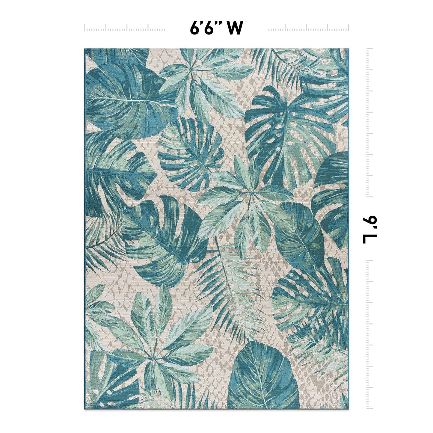 Rugshop Blue Contemporary Tropical Floral Indoor/Outdoor Area Rug — Weather Resistant for Living Room, Dining Room and Office, 6'6" x 9'
