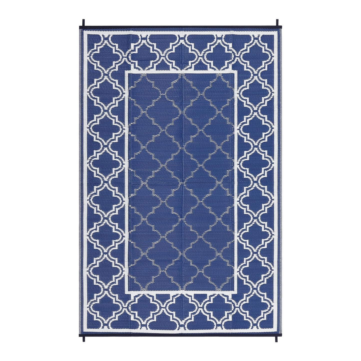 Garvee Reversible Outdoor Rug 5x8, Waterproof Outdoor Plastic Straw Rug with Interlacing Pattern, RV Mat for Picnics, Patio, Camping, Balcony, Deck, Backyard, Porch, Blue
