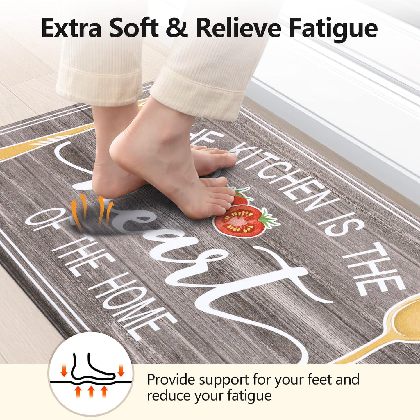 Yamaziot Anti Fatigue Kitchen Rug Set of 3, Non-Slip Waterproof Farmhouse Cushioned Comfort Standing Floor Mat for Kitchen, Office, Sink, Laundry
