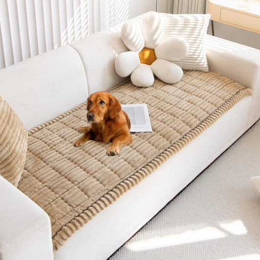Mivnue Pet Couch Cover, Couch Covers for Dogs, Washable Dog Sofa Covers Couch Protector, Fuzzy Non Slip Couch Slipcover Pet Friendly (Brown, 27.6" x 59.1")
