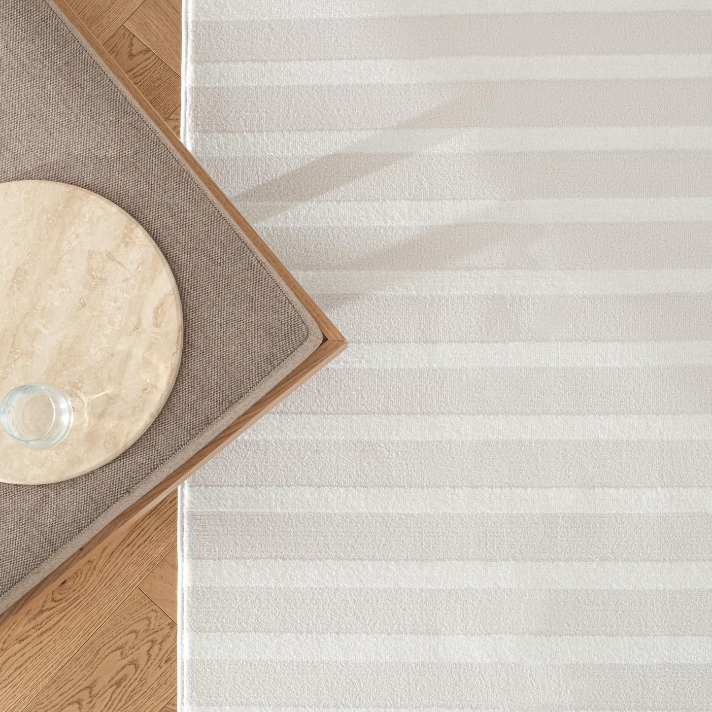 Revival Rugs Staves 7'x9' Area Rugs for Living Room Bedroom Dining Room - Washable, Oeko-TEX Certified, Cream