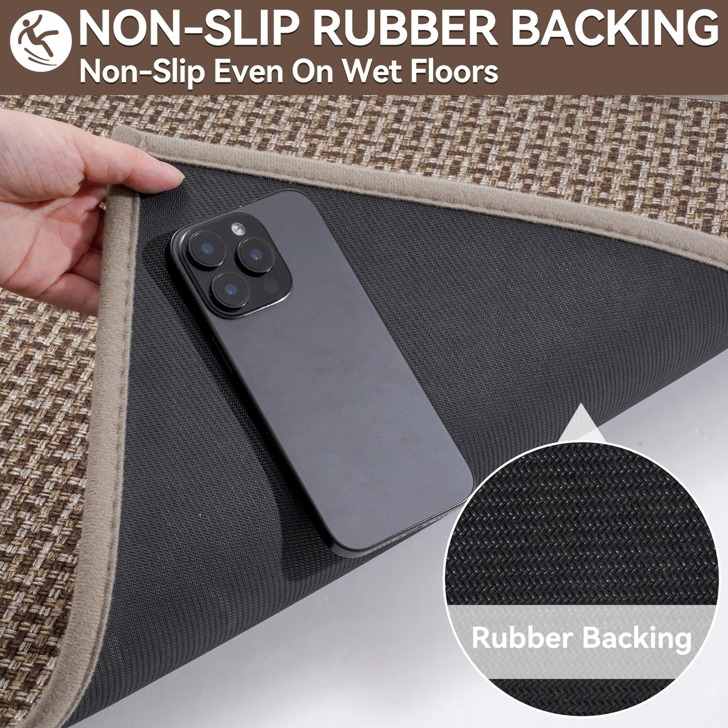 YDKGL Door Mat 24"x35", Dirt Resistant and Absorbent, Non-Slip Rubber Backing Floor Mats, Easy Clean Low-Profile Doormat for Entryway, Front Door, Inside Entrance, Brown