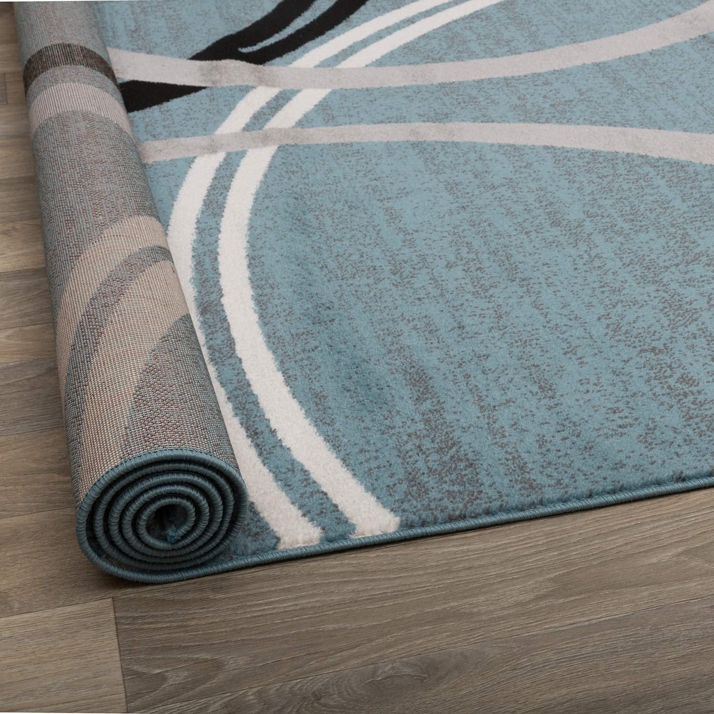 Rugshop Modern Wavy Circles Design Oval Rug, Non-Shedding Carpet for Living Room, Bedroom, or Dining Room, Blue, 5' x 7' Oval