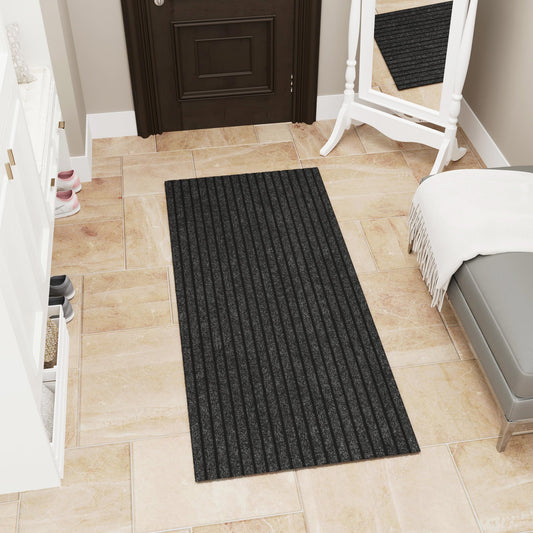 Ottomanson 2'7" x 5' Mud Mat Area Rug Scraper Carpet - Non-Slip, Dirt Trapping for Indoor & Outdoor Use - Ideal for Entryway, Garage, Kitchen, Patio & High-Traffic Areas, Black