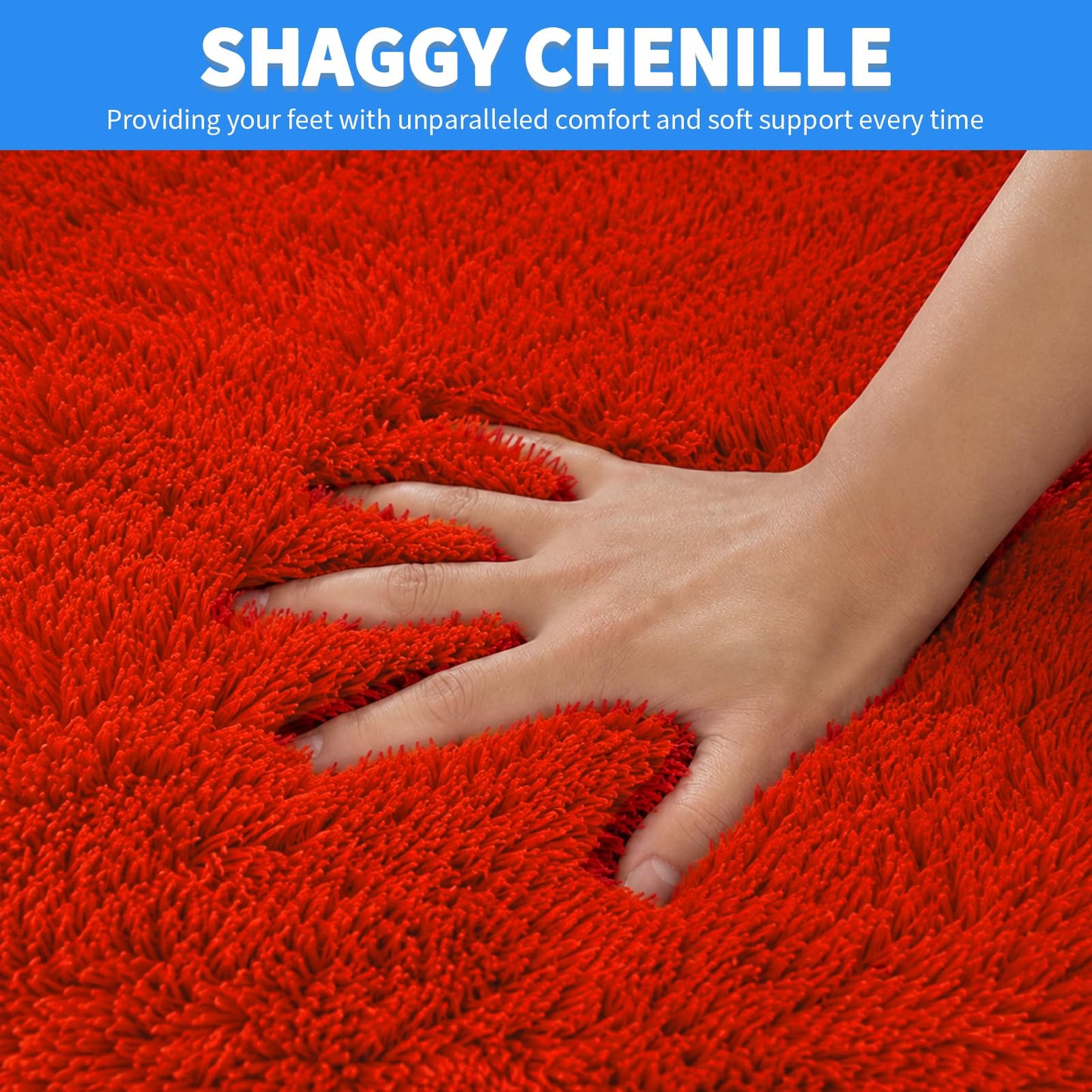 Avrilo Bathroom Rugs Soft Microfiber Non-Slip Absorbent Bath Mats Quick Dry Thick Machine Washable, 32" x 20", Red