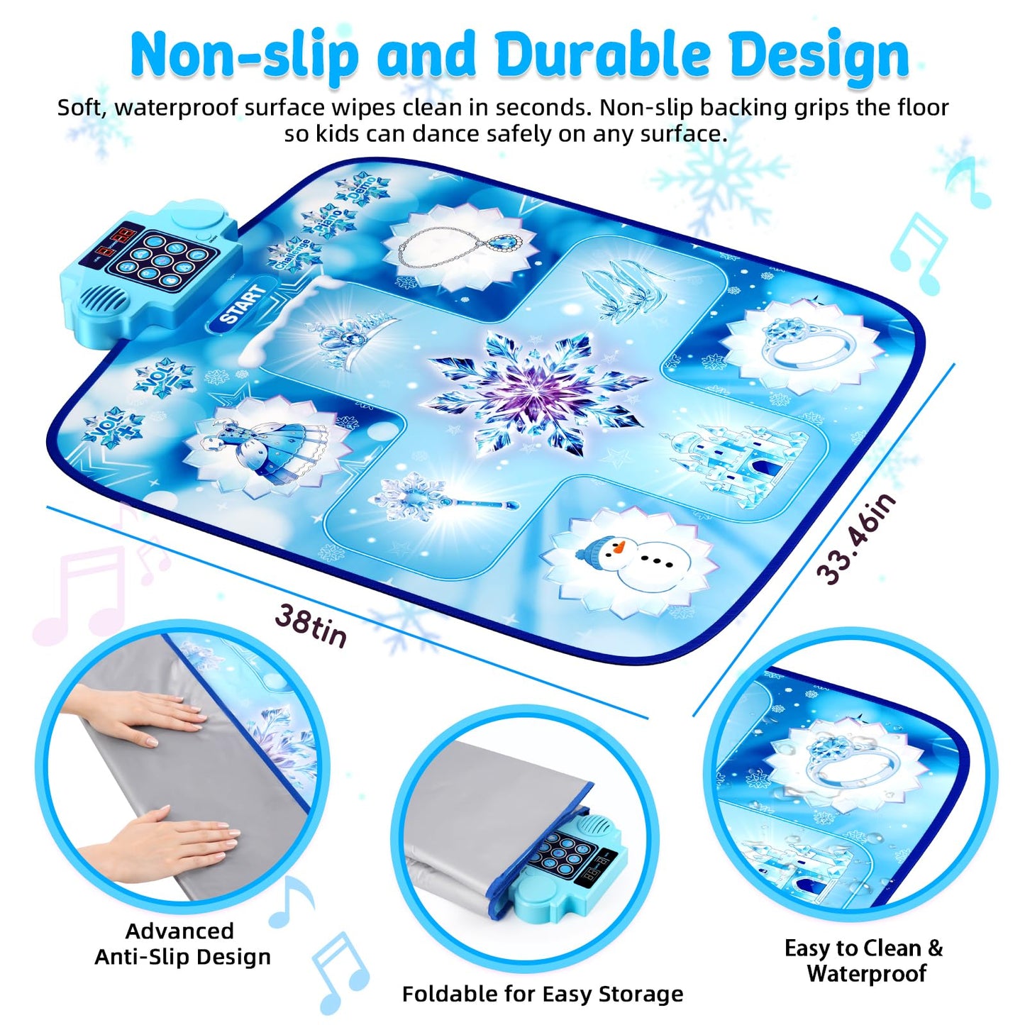 LZFYMXOK Dance Mat for Girls–Electronic Dance Game Toy Pad with 8 Challenge Levels, 3 Modes & LED Score Display, Frozen Toys for Girls Rhythm Step Play Mat, 2026 Birthday Gifts for Ages 3-12