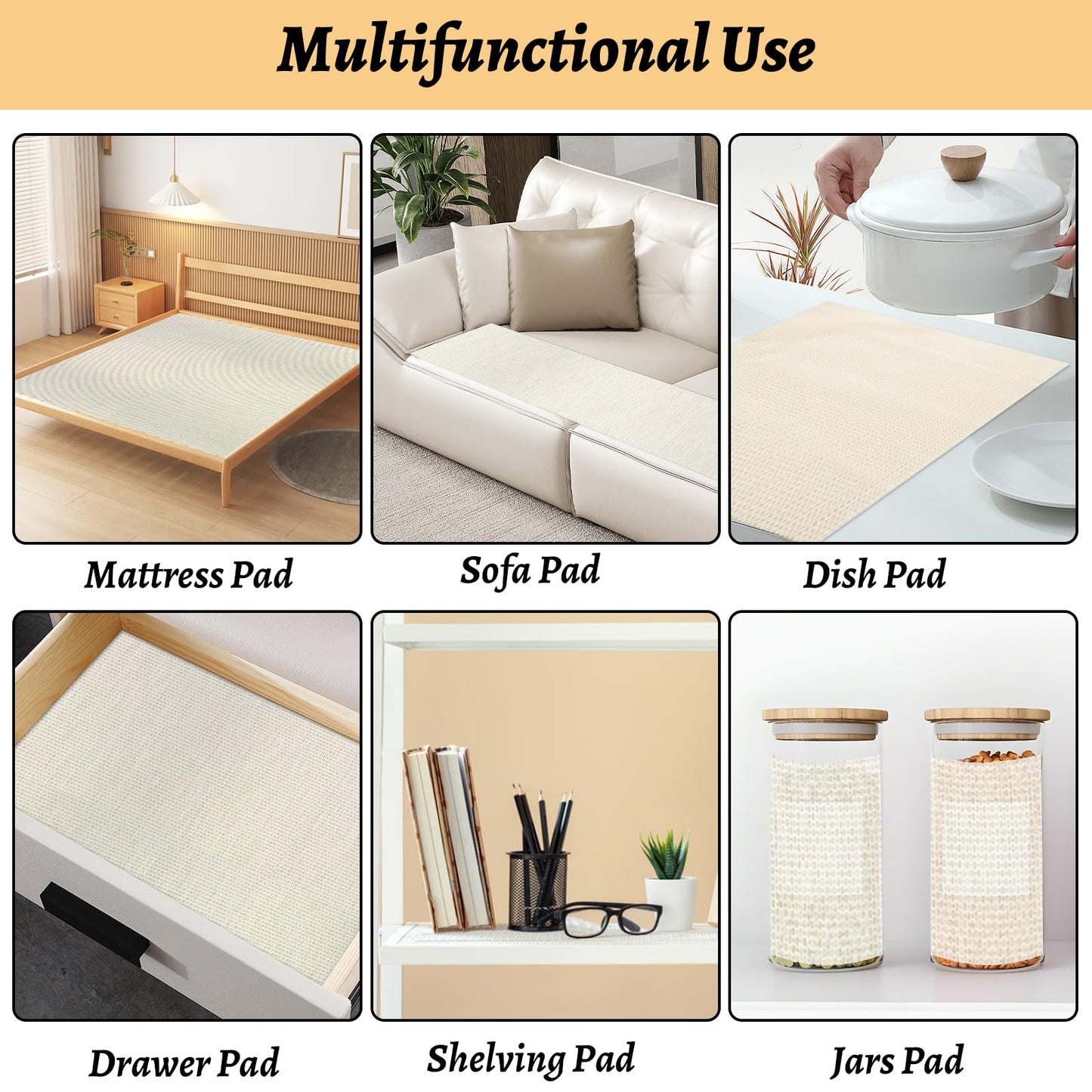 LOPYXBR 8 x10 Ft Non Slip Rug Pad Gripper for Hardwood Floors White Carpet Padding 8x10 Rug Pad Non Slip for Hardwood Rug Mats for Under Rugs 8x10 Anti Slip Rug Padding, Provide Protection and Cushion