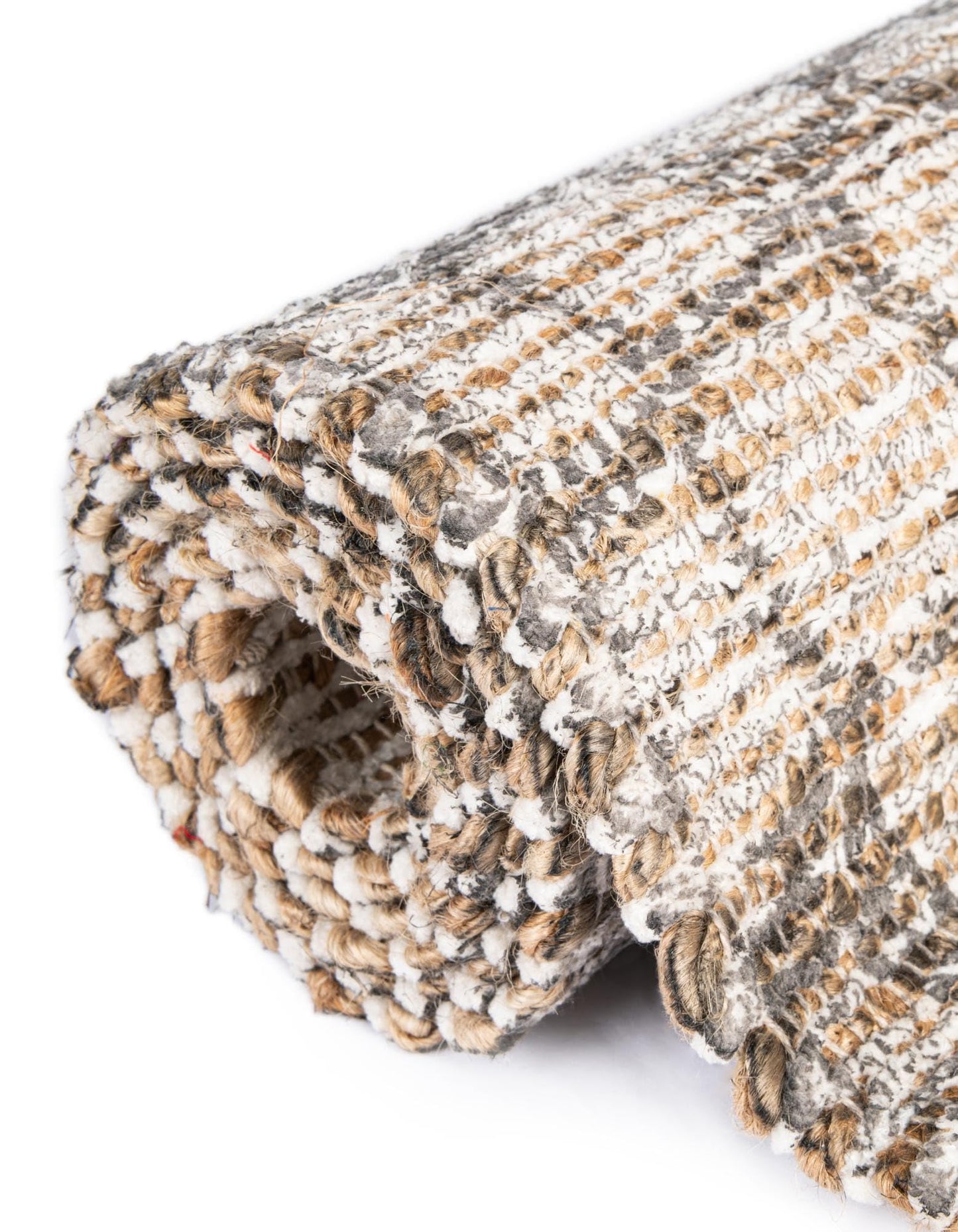 Rugs.com Chenille Jute Collection Rug – 8 Ft Square Charcoal and Ivory Medium-Pile Rug Perfect for Living Rooms, Kitchens, Entryways
