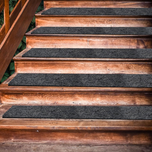 LYMOI 10 Pack Non-Slip Stair Treads for Wooden Steps, 6''x30'' Stair Carpet Treads Outdoor, Peel and Stick Stair Treads, Indoor Stair Runner Mats for Kids Elders & Pets with Reusable Adhesive